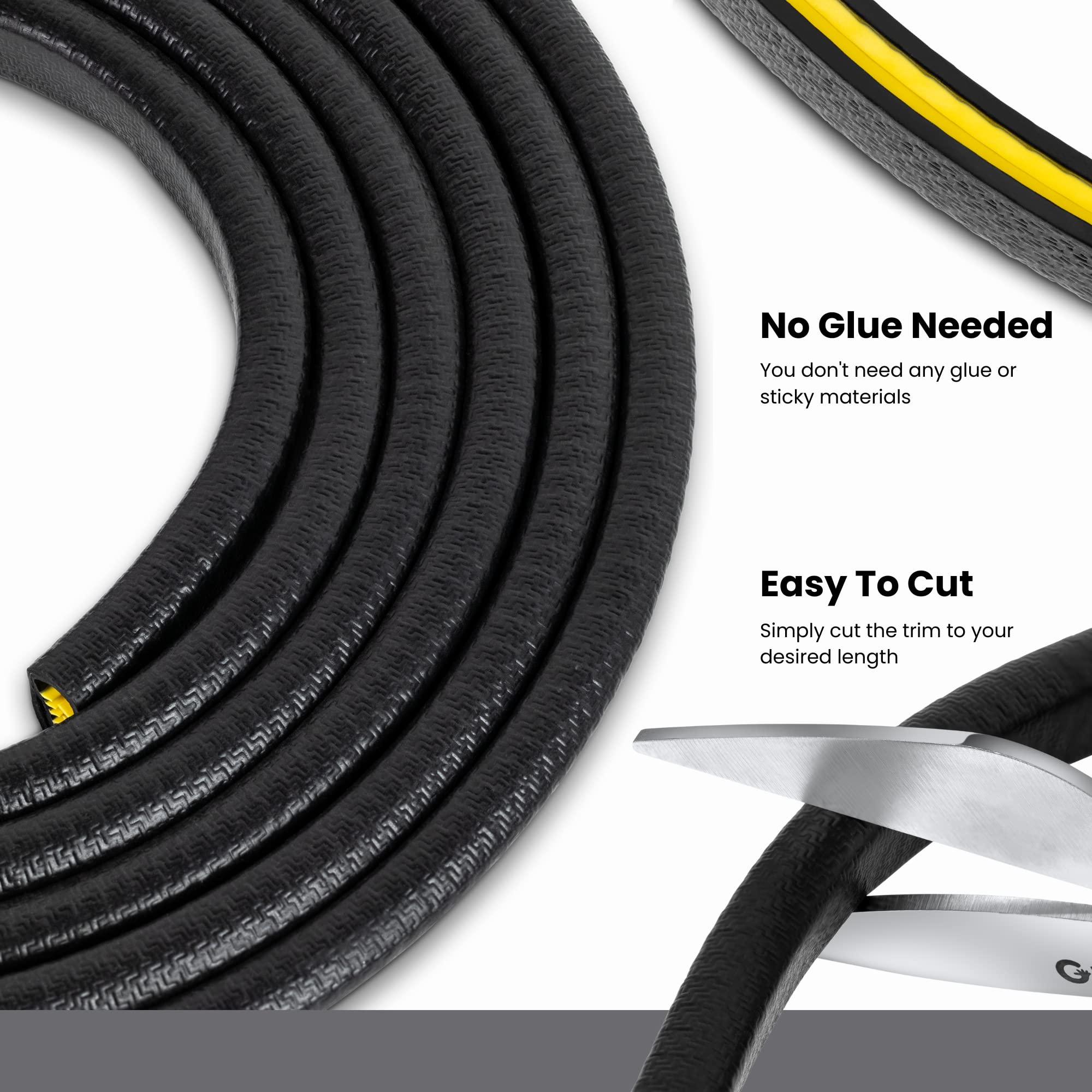 M M Seals - Edge Trim Black Fits 1/5 Inch (4.9Mm), Leg 0.65 Inch (16.6Mm), Length 13 Feet (4Meter) - No Glue Decorative Anti-Scr