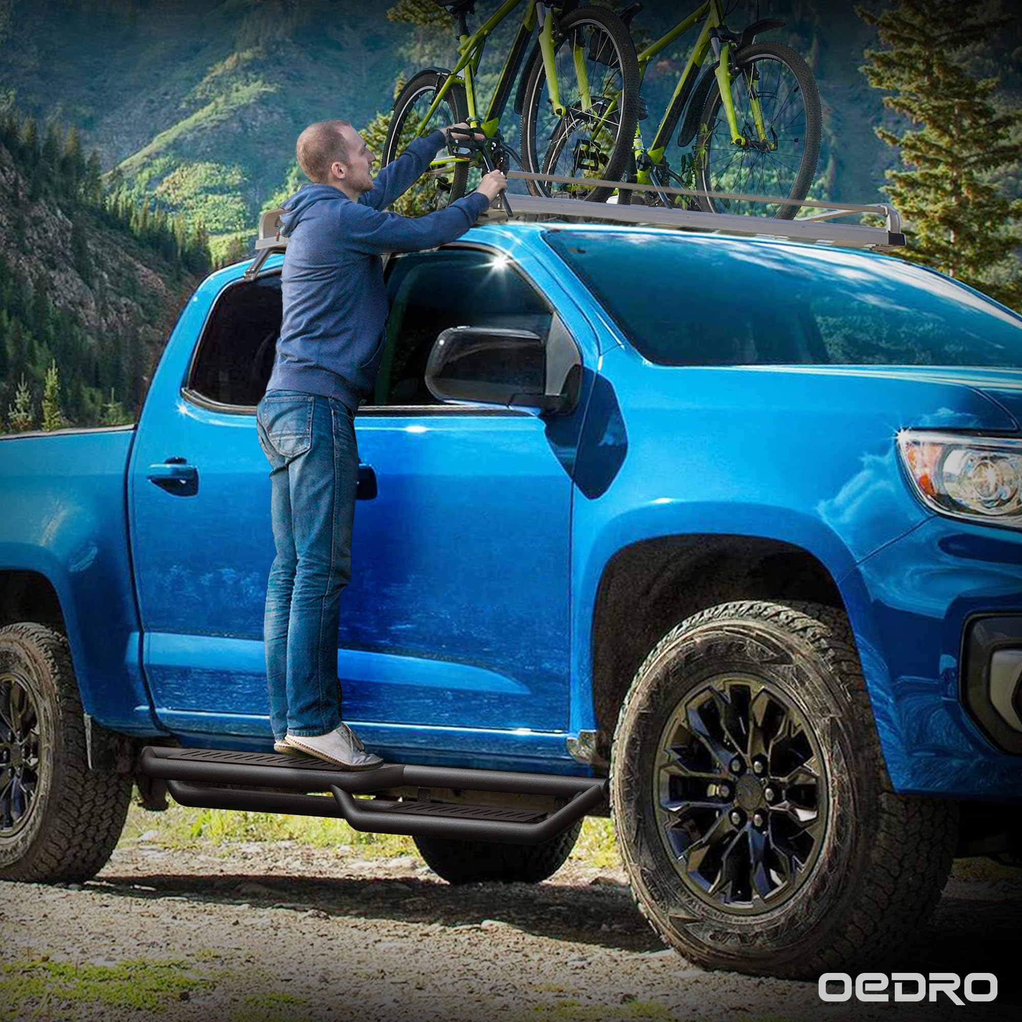 Oedro 6 Inch Running Boards Compatible With 2019-2025 Chevy Silverado/Gmc Sierra 1500 Double Cab; 2020-2025 Silverado/Sierra 250