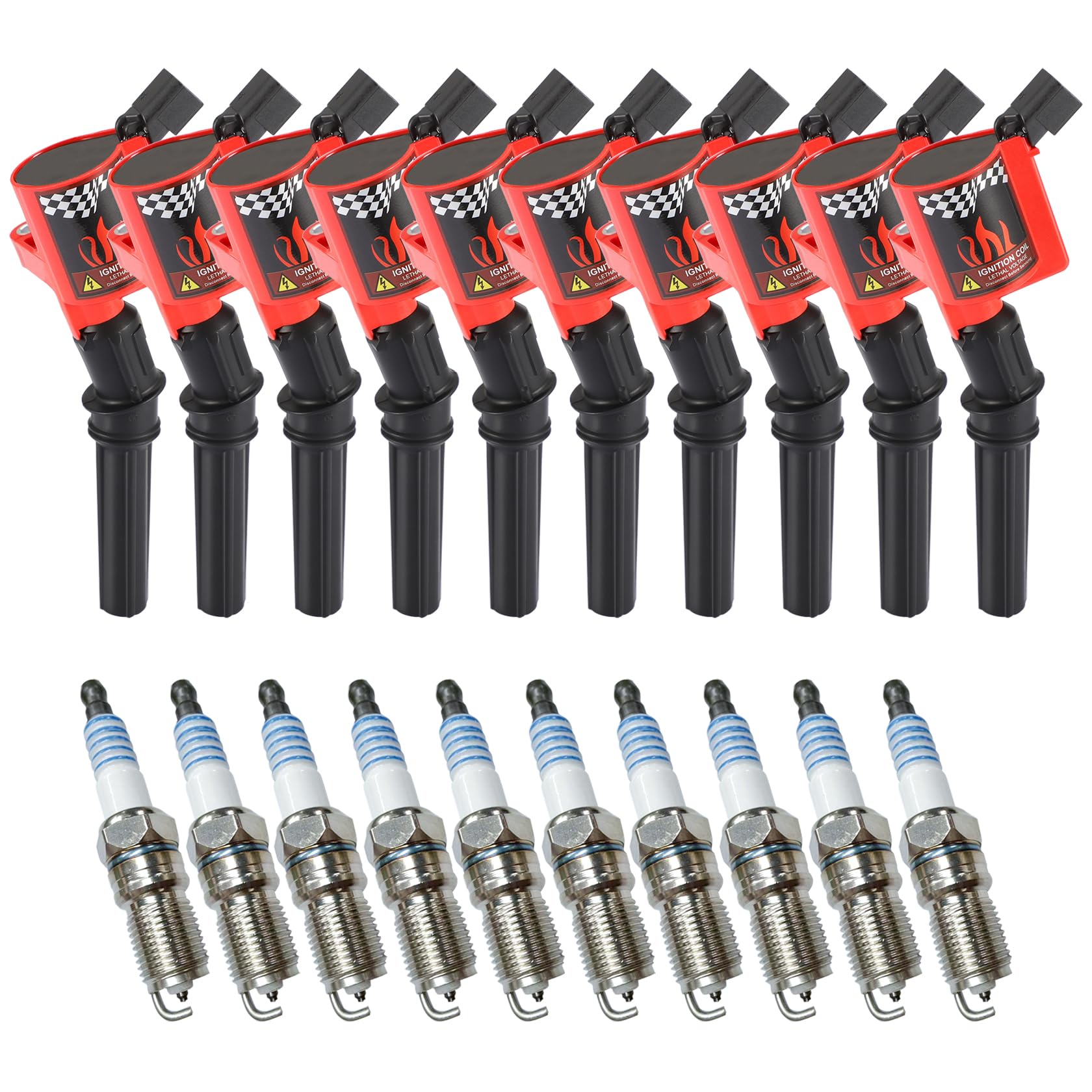 Carbole Ignition Coils Pack Dg508 & Iridium Spark Plug Sp479, Compatible With Ford E350 E450 Econoline Super Duty F350 F450, Rep
