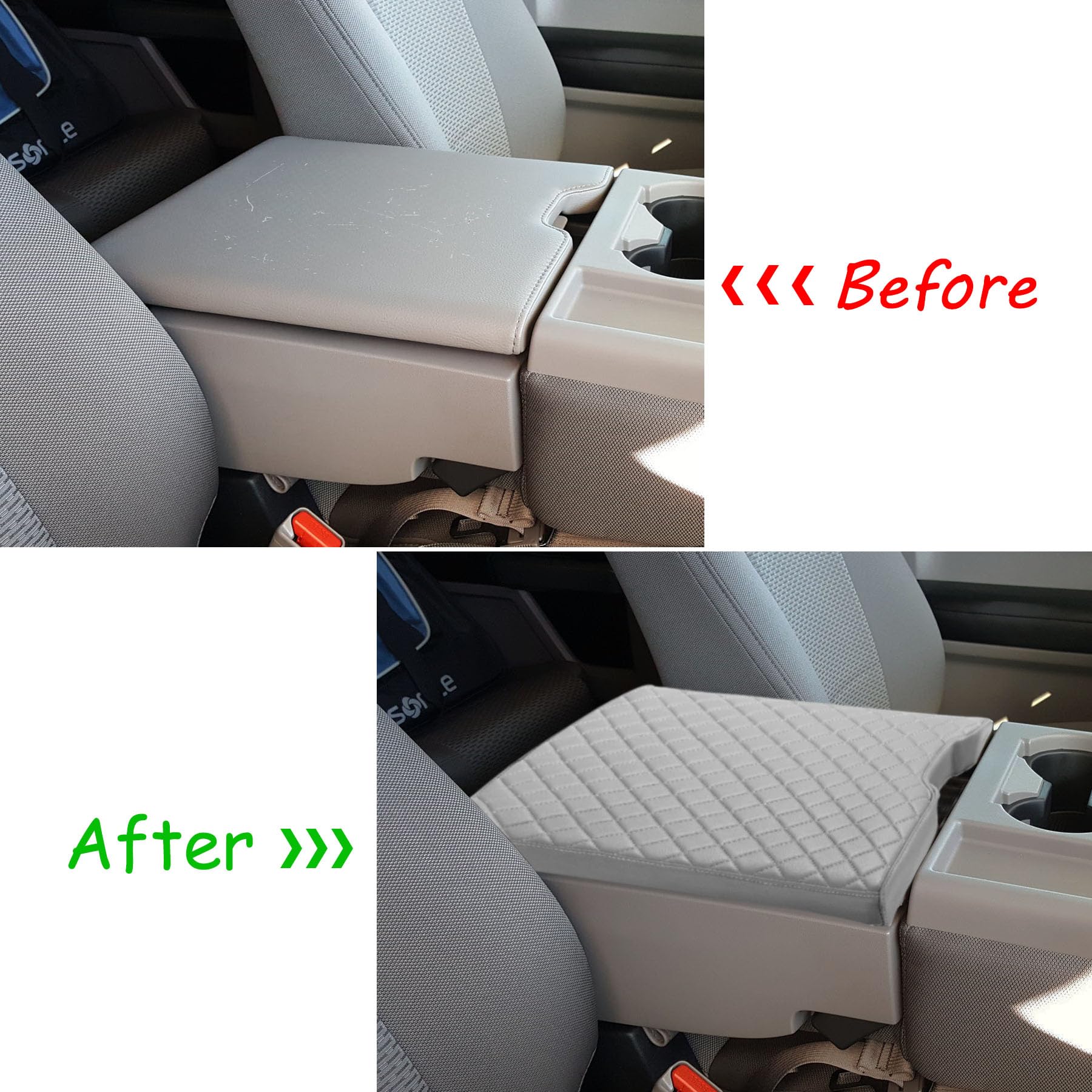 Zxiaochun Center Console Cover For Ford F150 2015-2024 And F250 F350 F450 2017-2024 Leather Arm Rest Box Lid Middle Console Armr