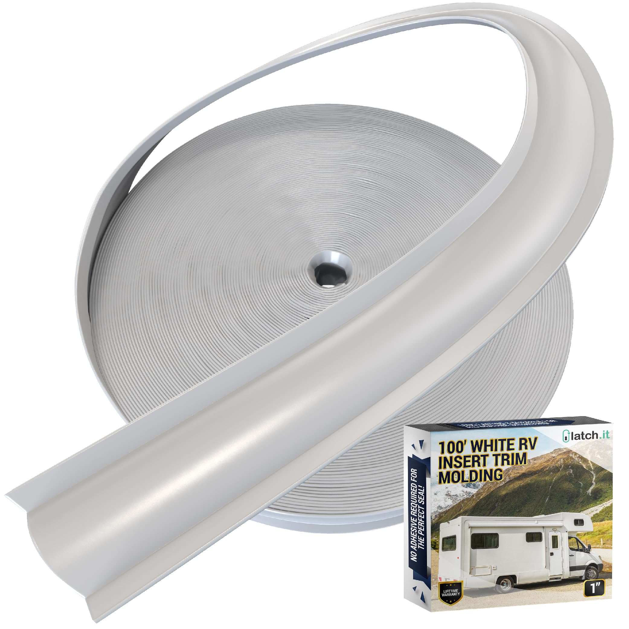 LATCH.IT RV Trim Molding Insert 1    (White) | 100 RV Trim Molding Exterior | UV-Resistant Vinyl RV Corner Molding | Durable RV 
