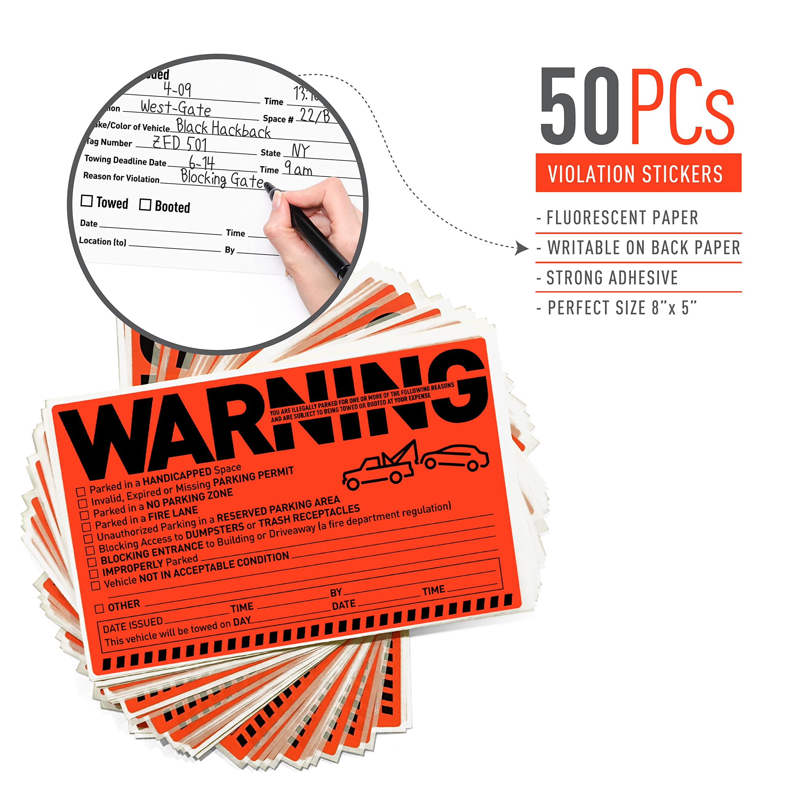 Easykart Labels 250 Parking Violation Stickers Notice Parking Violation Stickers Tow Stickers For Car Vehicle Private Parking Wa