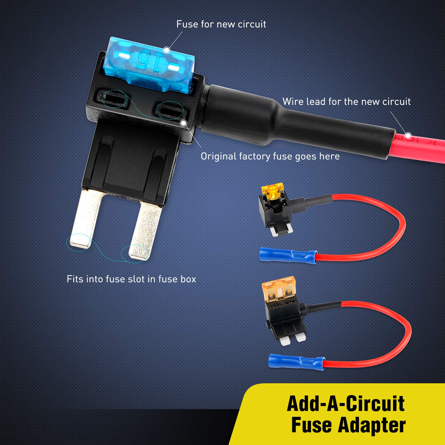 Nilight - 50040R 12V Car Add-A-Circuit Fuse Adapter With Standard And Mini Tap Profile Tap Blade Fuse For Cars Trucks Boats, 10