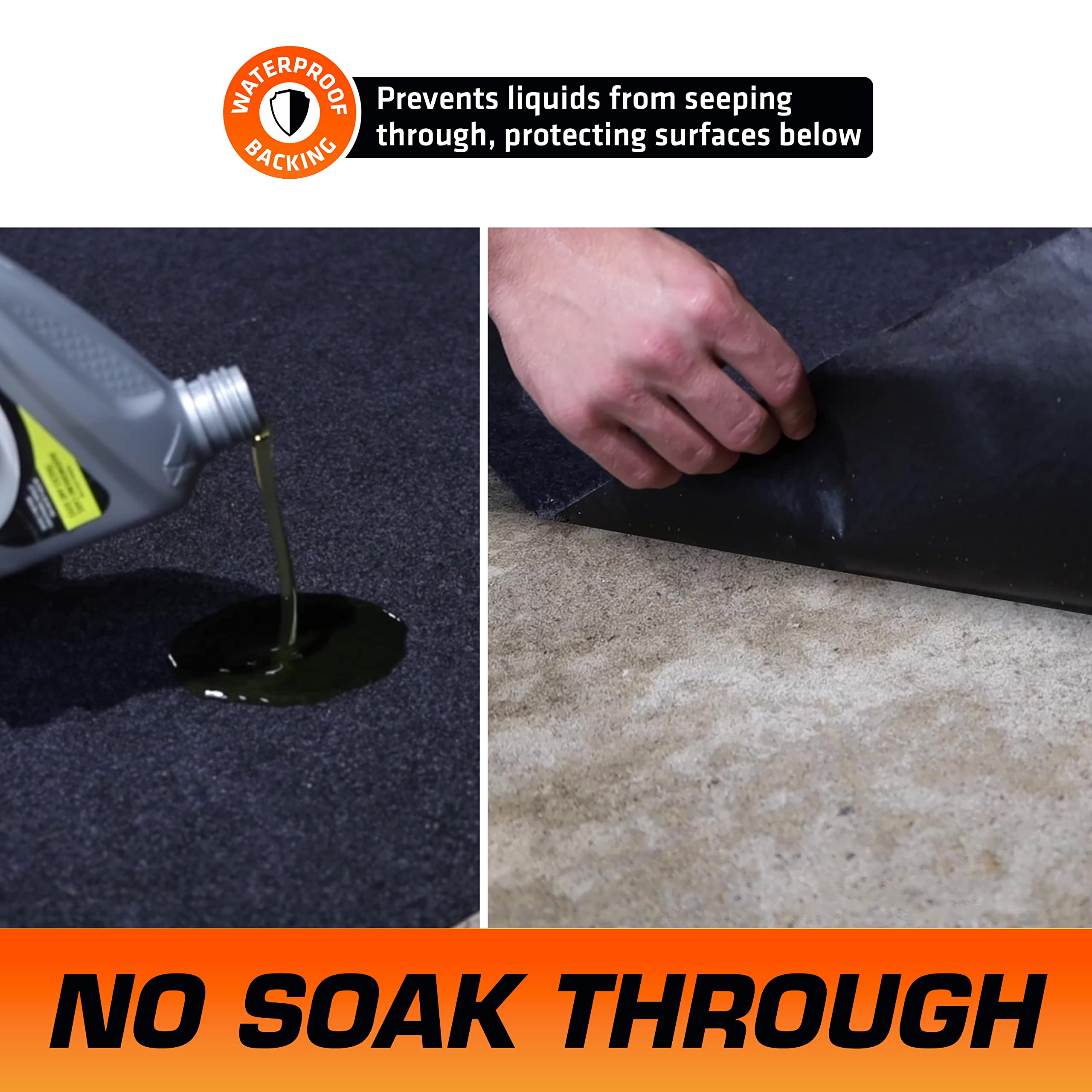 Armor All Premium Oil Spill Mat, Garage Floor Maintenance Mat (30'' X 59'') (6-Pack), Absorbent Oil Pad, Reusable, Washable, Dur