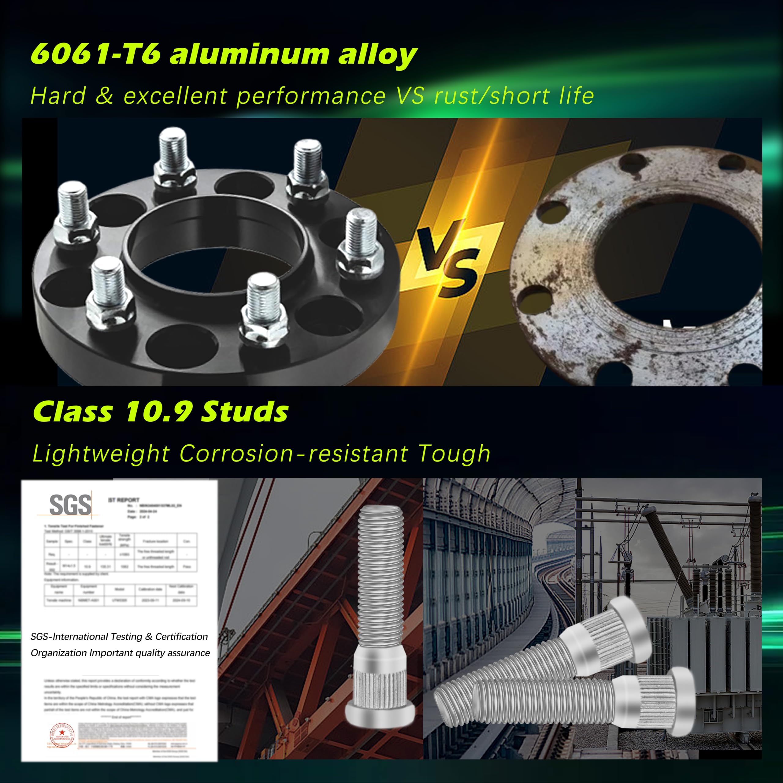 Customadeonly 5x114.3 Wheel Spacers, 1.0" Thick, Hubcentric, Black, T6 Aluminum, M12x1.25 Lugs, Model