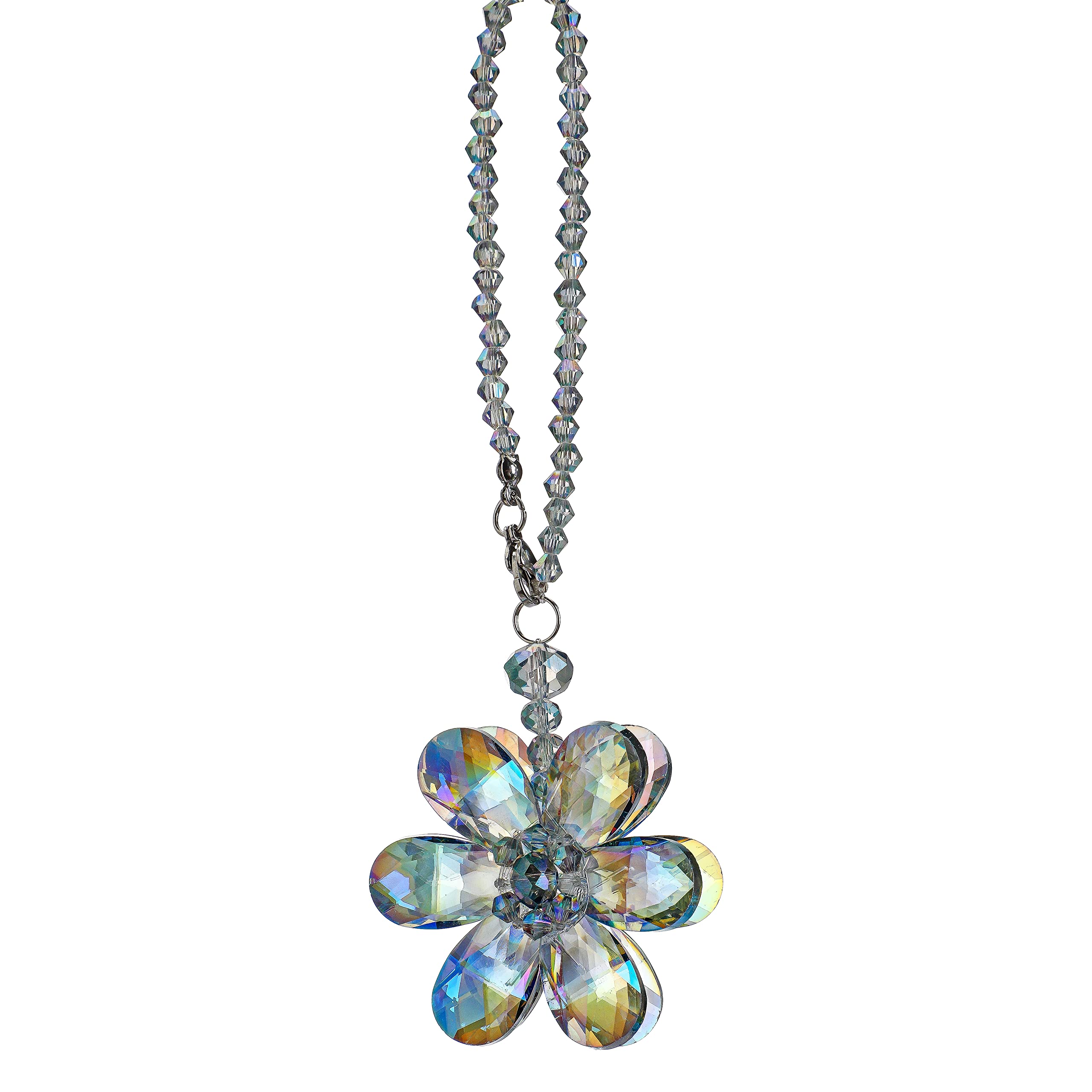 Crystal Flower Car Rear View Mirror Pendant Car Accessories Mirror Hanging Ornament Fengshui Crystal Auto Interior Decoration