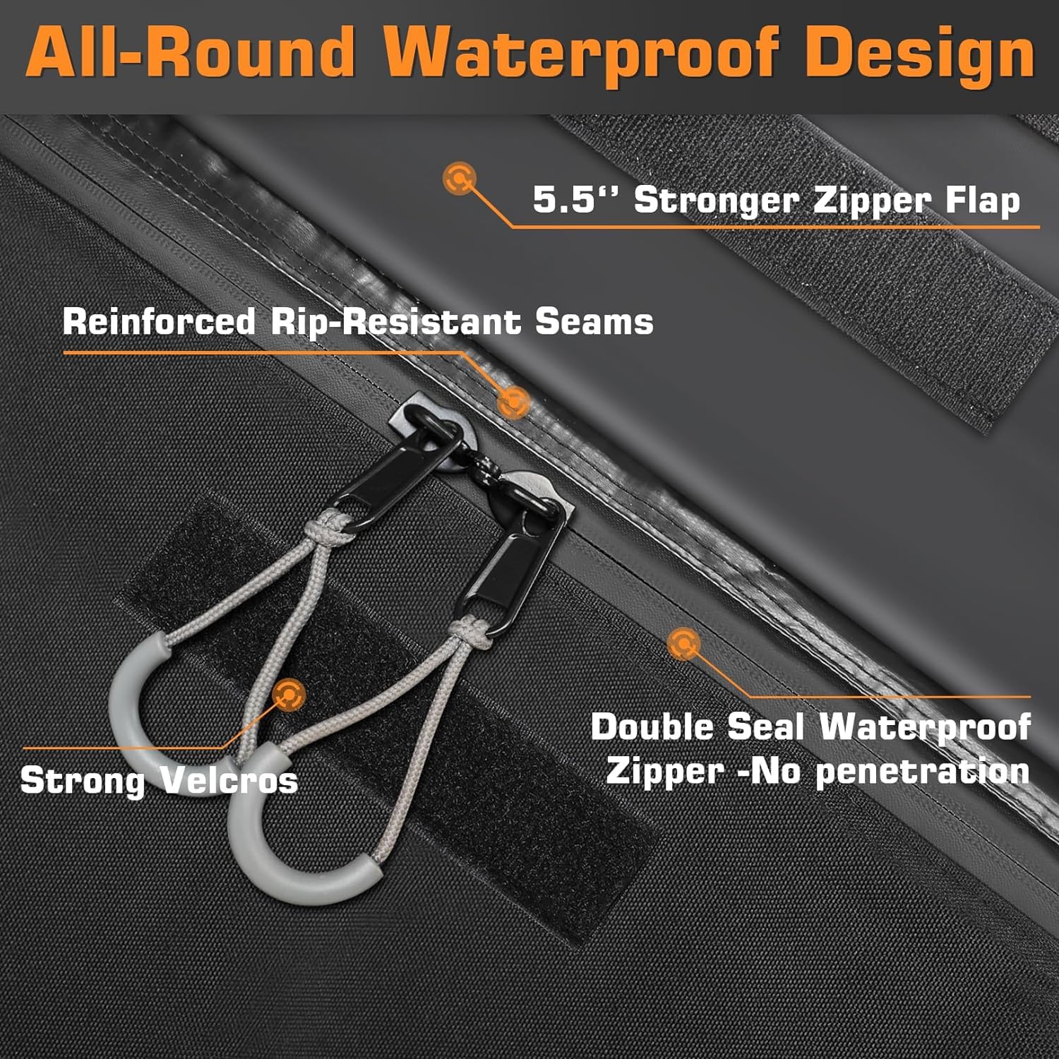 Sailnovo Rooftop Cargo Carrier Bag, 20 Cubic Feet, Waterproof 1000D Oxford Fabric, Black & Grey, Includes 6 Door Hooks & Storage Bag