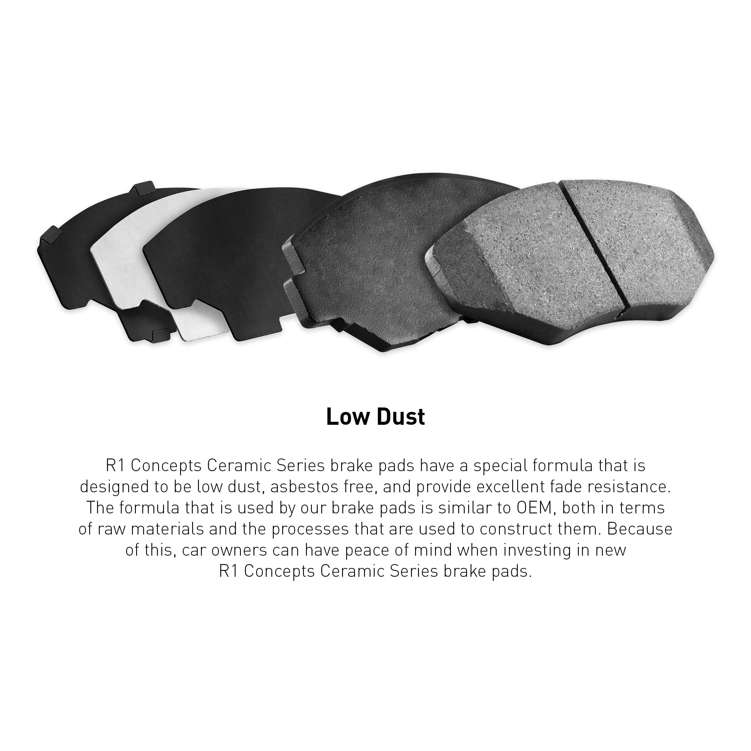 R1 Concepts Rear Ceramic Series Brake Pads With Rubber Steel Rubber Shims| Fits 1997-2006 Jaguar Xk8, 1998-2001 Jaguar Xjr, 1998