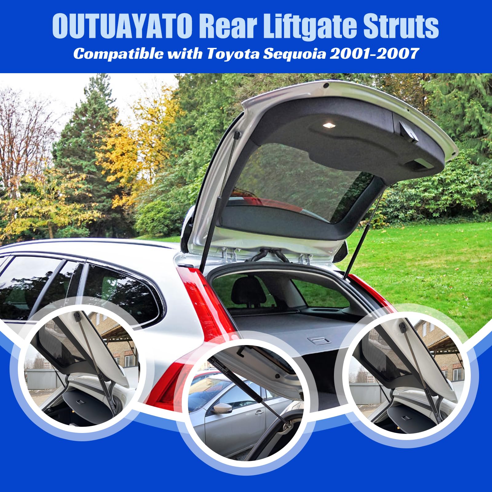 Otuayauto Rear Tailgate Lift Supports Shock Struts Replacement For Toyota Sequoia 2001-2007 Gas Spring Premium Hatch Trunk Strut
