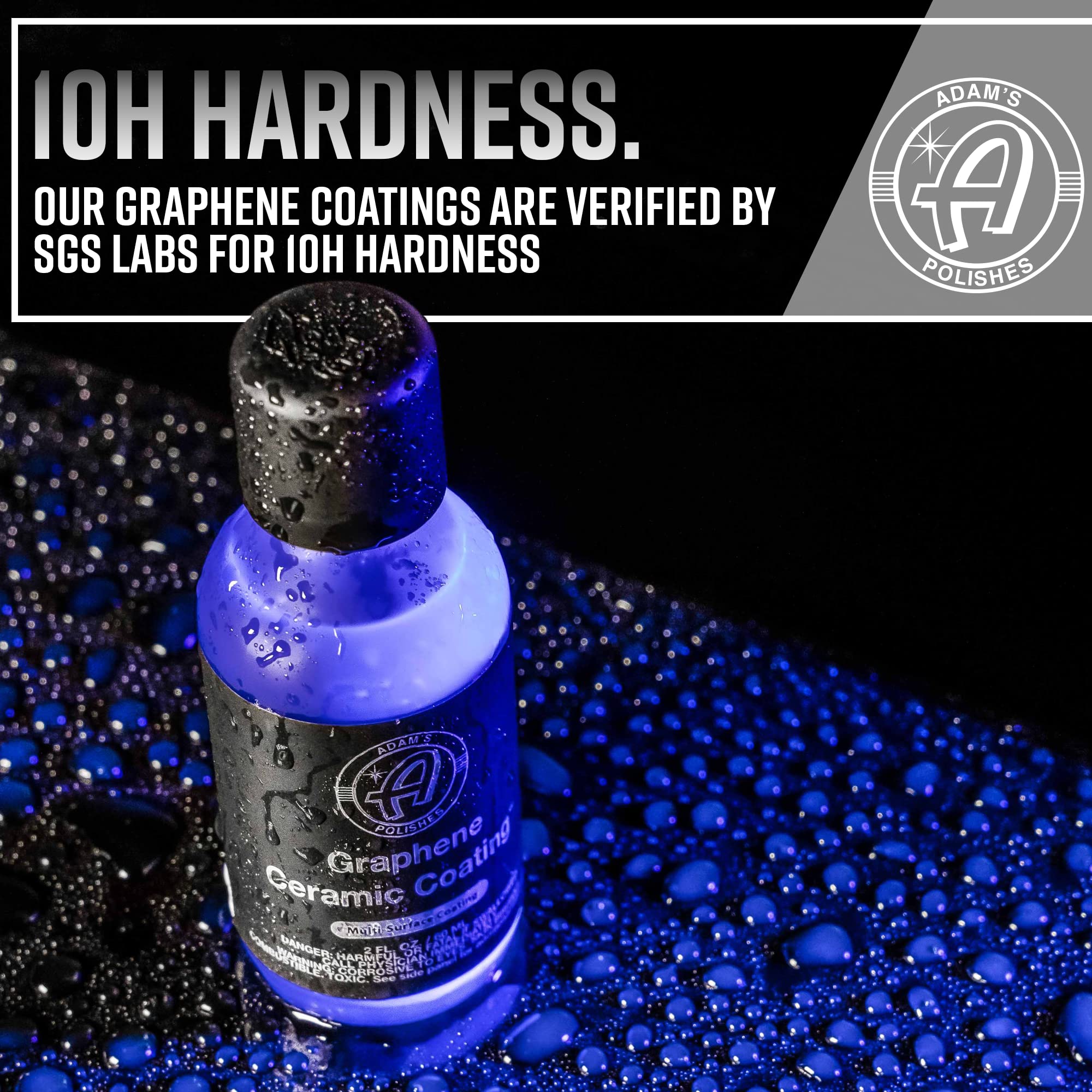 Adam's UV Graphene Ceramic Coating - 10H Protection for Cars, 60ml Bottle, Resin Material, UV Glow Technology