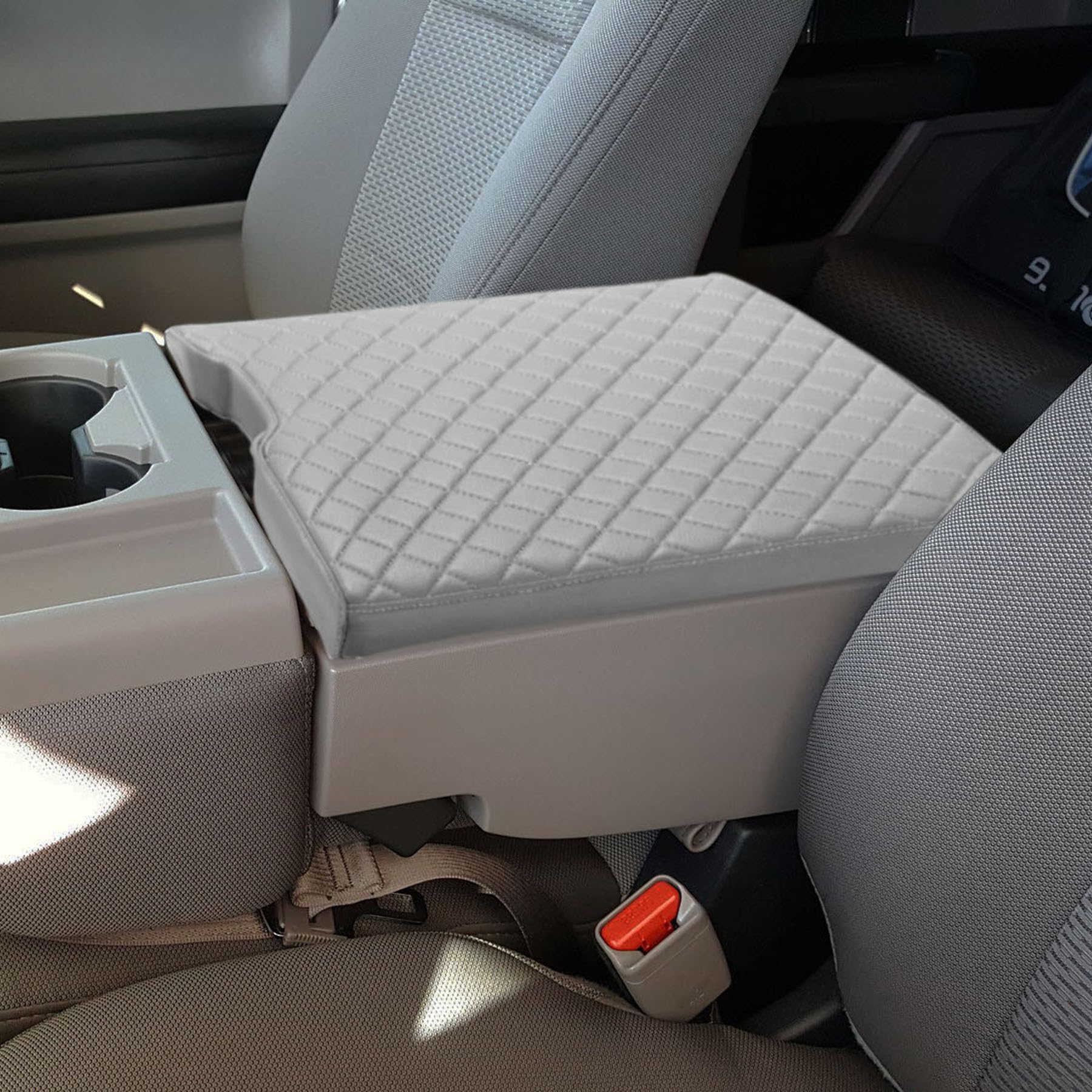 Zxiaochun Center Console Cover For Ford F150 2015-2024 And F250 F350 F450 2017-2024 Leather Arm Rest Box Lid Middle Console Armr