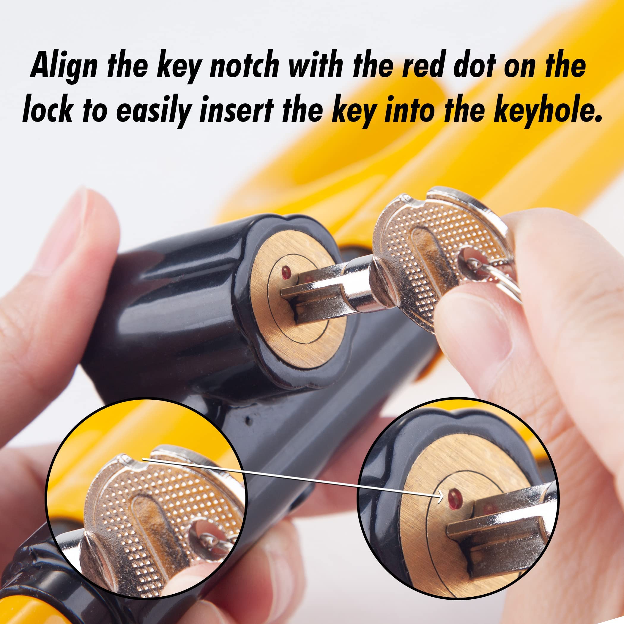 CARTMAN Vehicle Steering Wheel Lock - Adjustable Anti-Theft Security Lock for Cars, Trucks, Vans & SUVs, Yellow, Rubber Material