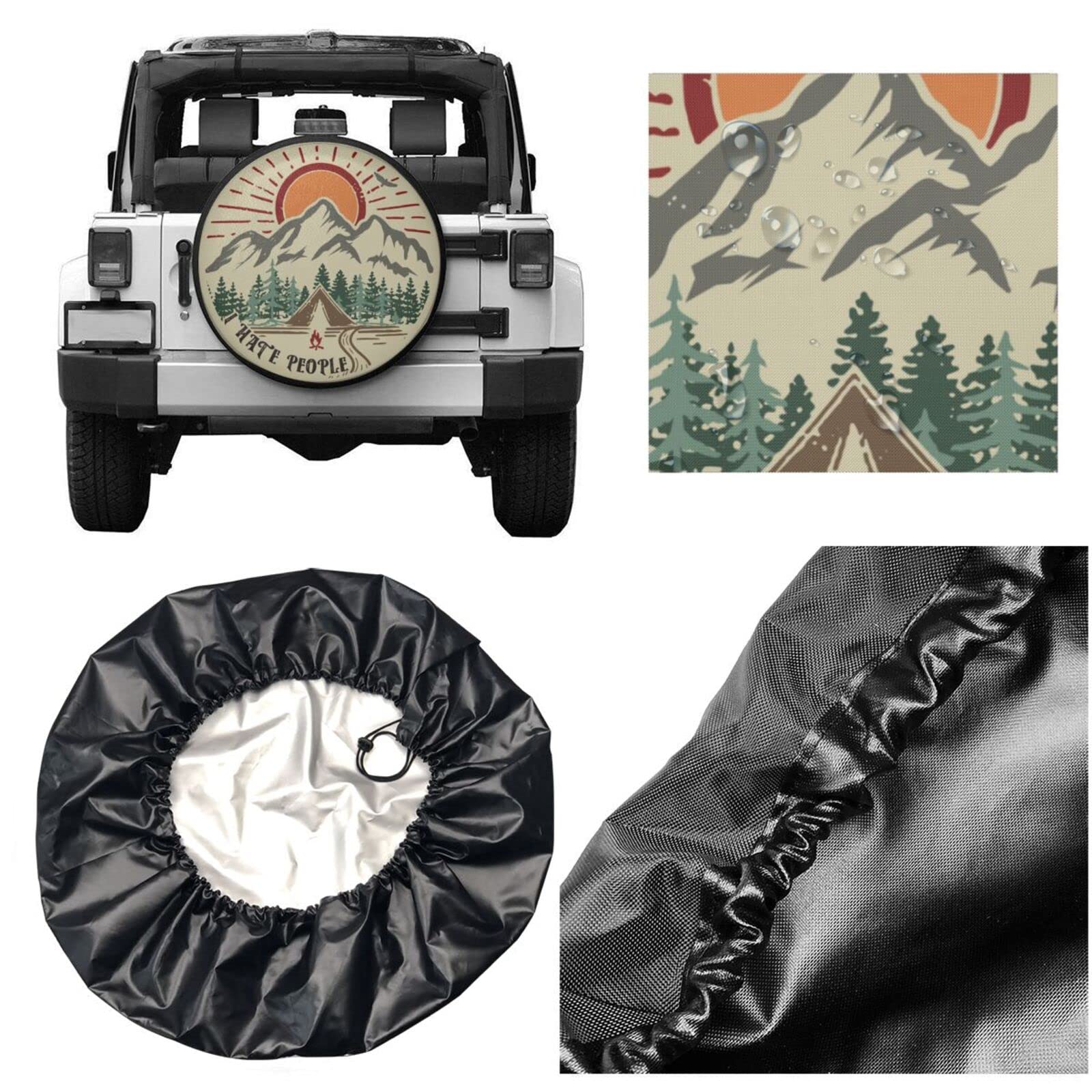 Gwomo I Hate People Spare Tire Cover Weatherproof Wheel Protectors Universal Fit For Trailer Rv Suv Truck Camper Travel Trailer