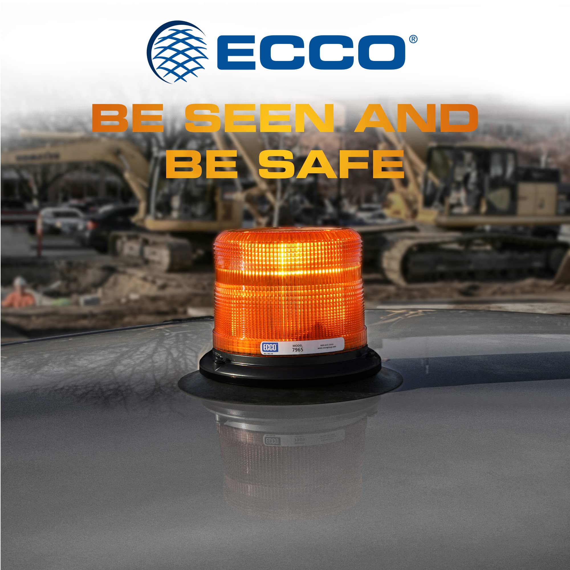 ECCO 7945A LED Beacon, Pulse II, Low Profile, 12-48VDC, 11 Flash Patterns, Amber