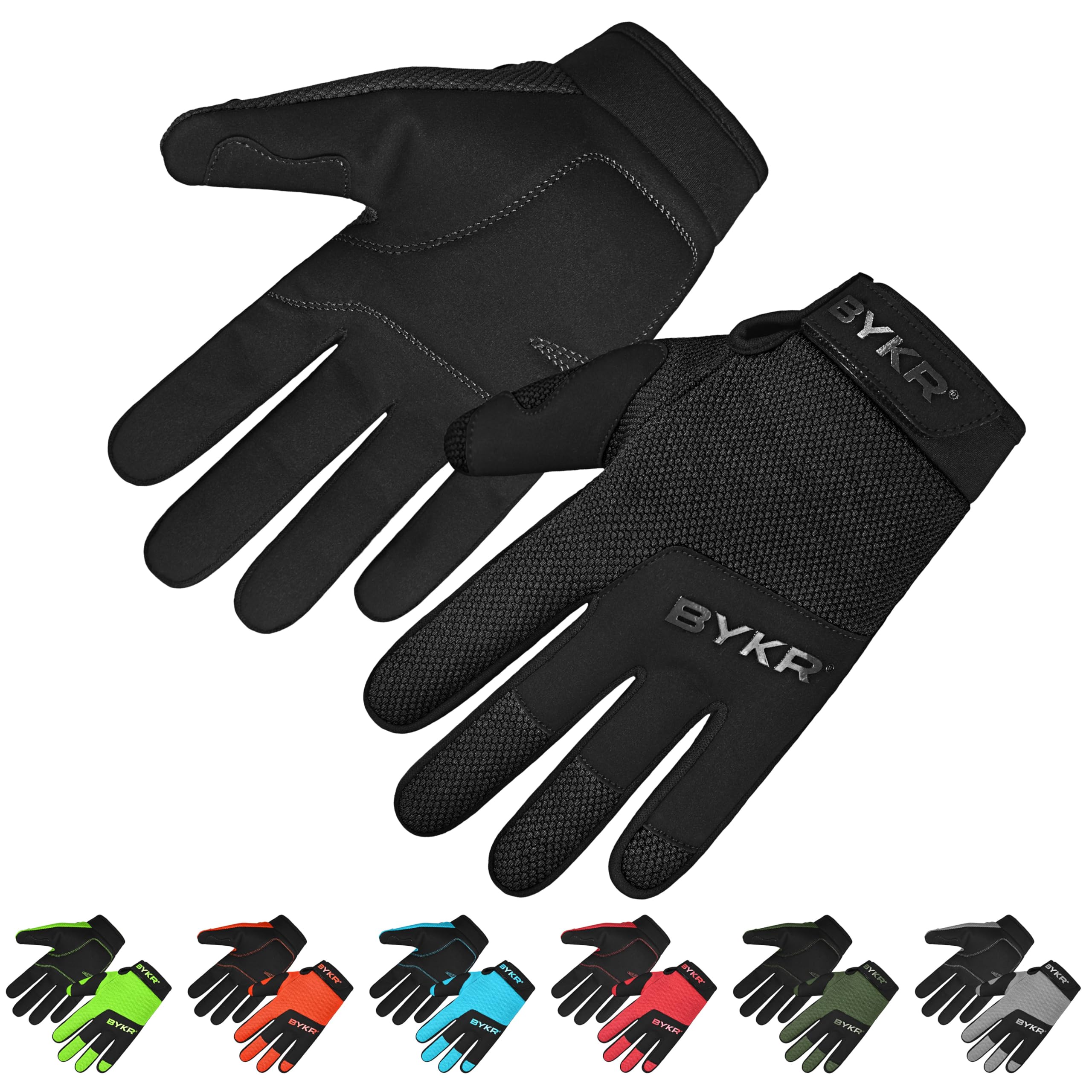 Bykr All-Weather Motorcycle Gloves For Men & Women - Protection For Dirt Bike, Bmx, Mx, And Atv Riding - Black L