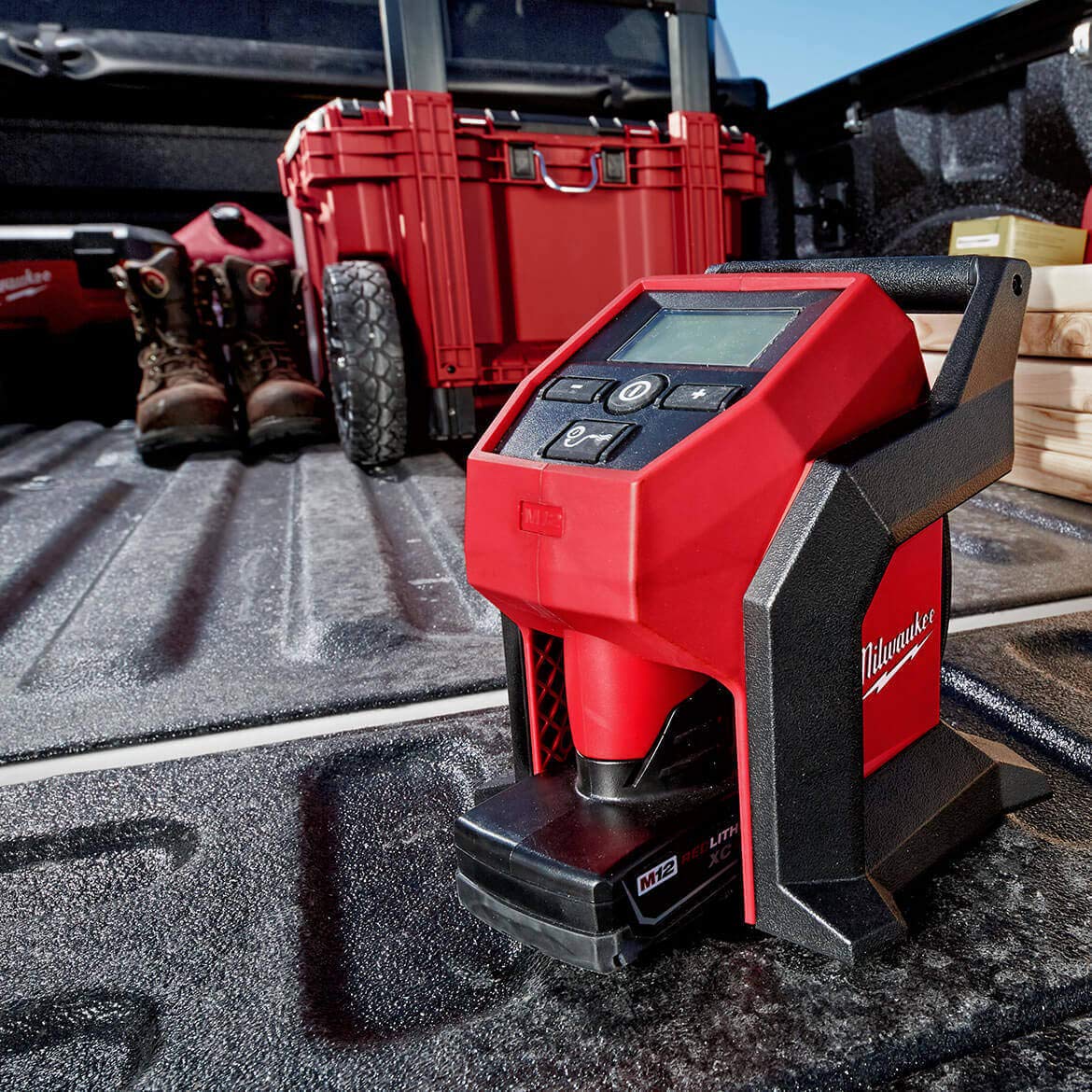 Milwaukee M12 Compact Inflator Kit - Red, Model 2475-21XC, Durable Material