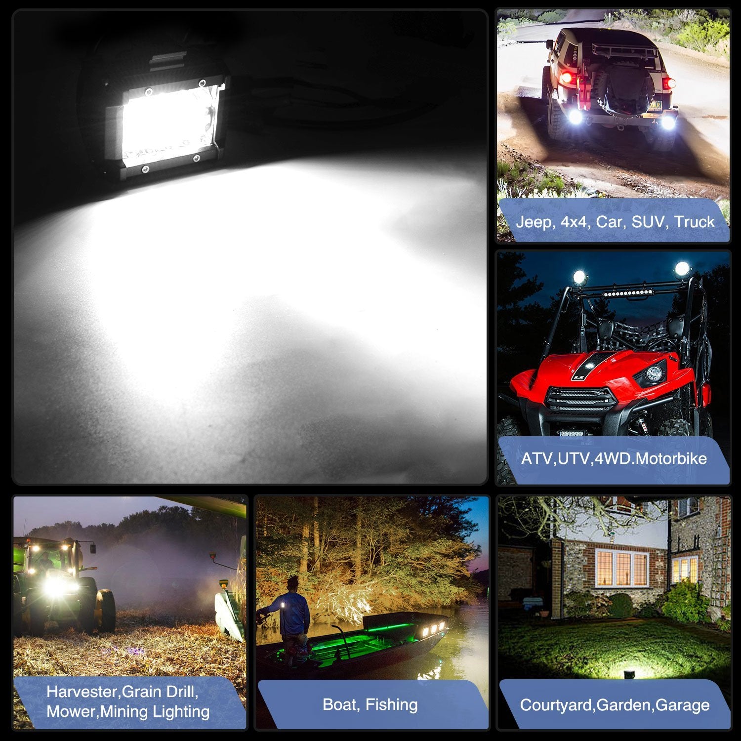 Nilight Led Light Pods 2Pc 4Inch 60W Flood Spot Combo Triple Row Driving Lamp Roof Bumper Off Road Led Work Lights Pods For Van
