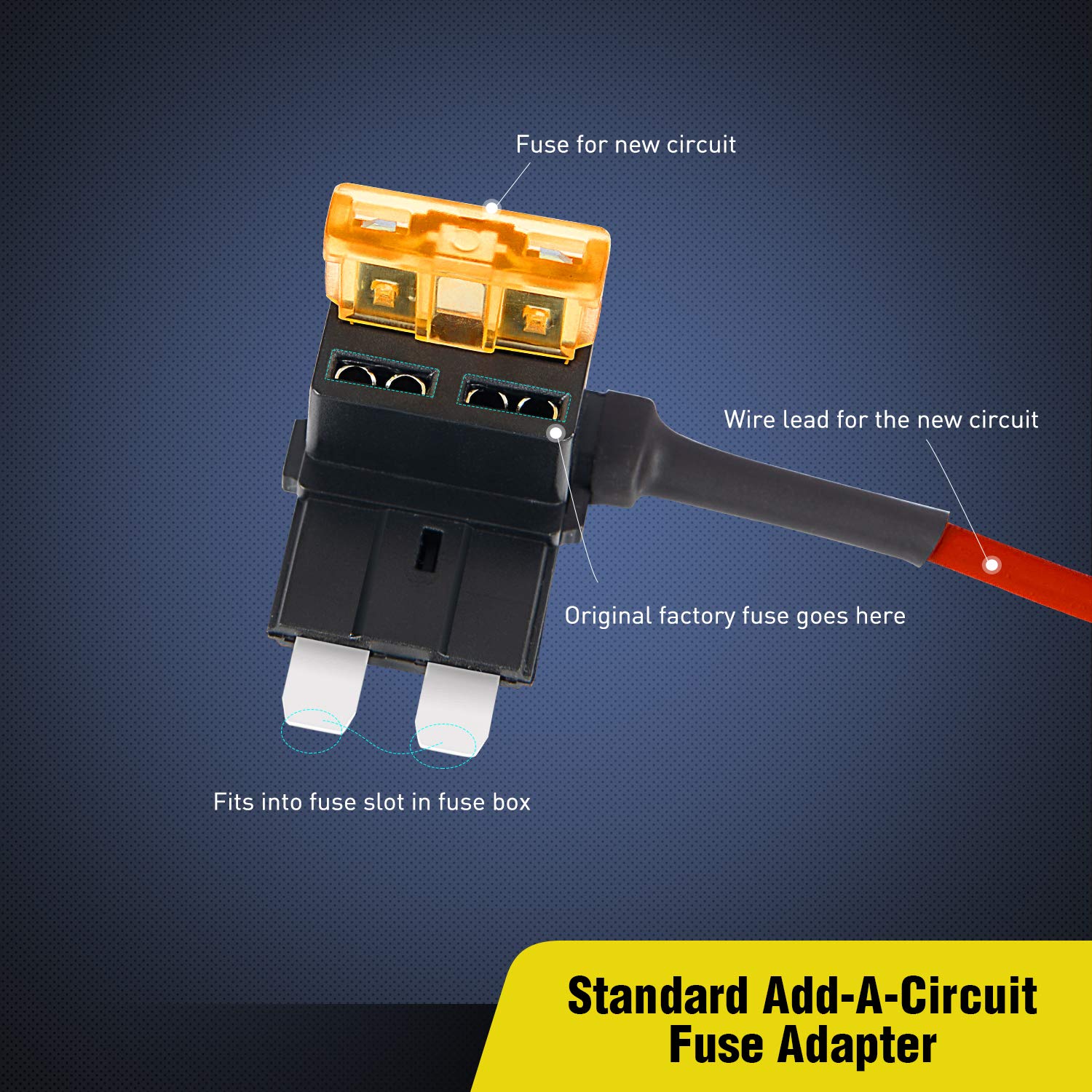 Nilight 12V Car Add-A-Circuit Fuse Tap Adapter With 5 Amp Standard Apr Ato Atc Blade Fuse Set For Cars Trucks Boats, Multicolor,