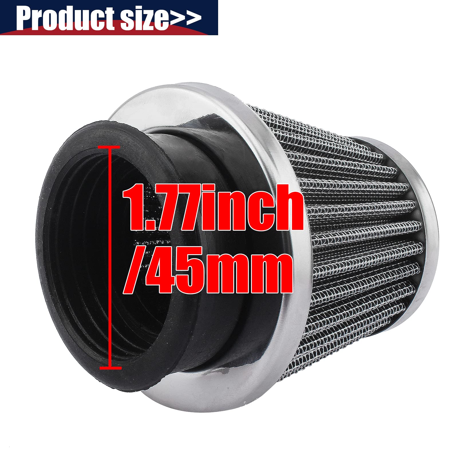Qazaky Universal 44Mm 45Mm 46Mm Filter Cleaner Compatible With 50Cc-90Cc 110Cc 125Cc 140Cc 150Cc 200Cc 250Cc Gy6 Motorcycle Atv
