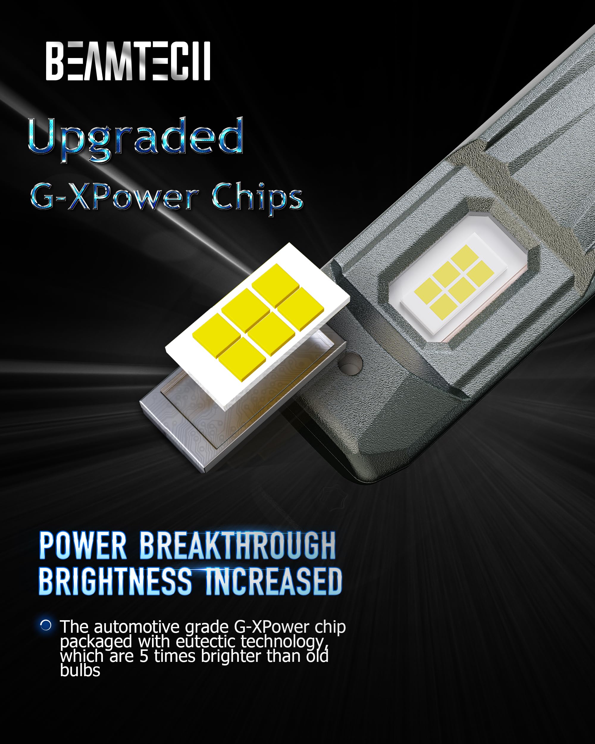 Beamtech 9005 Light Bulbs, G-Xpower Chips Hb3 Fog Light Bulb 20000Lm 100W 6500K Plug And Play Halogen Replacement Front Light Bu