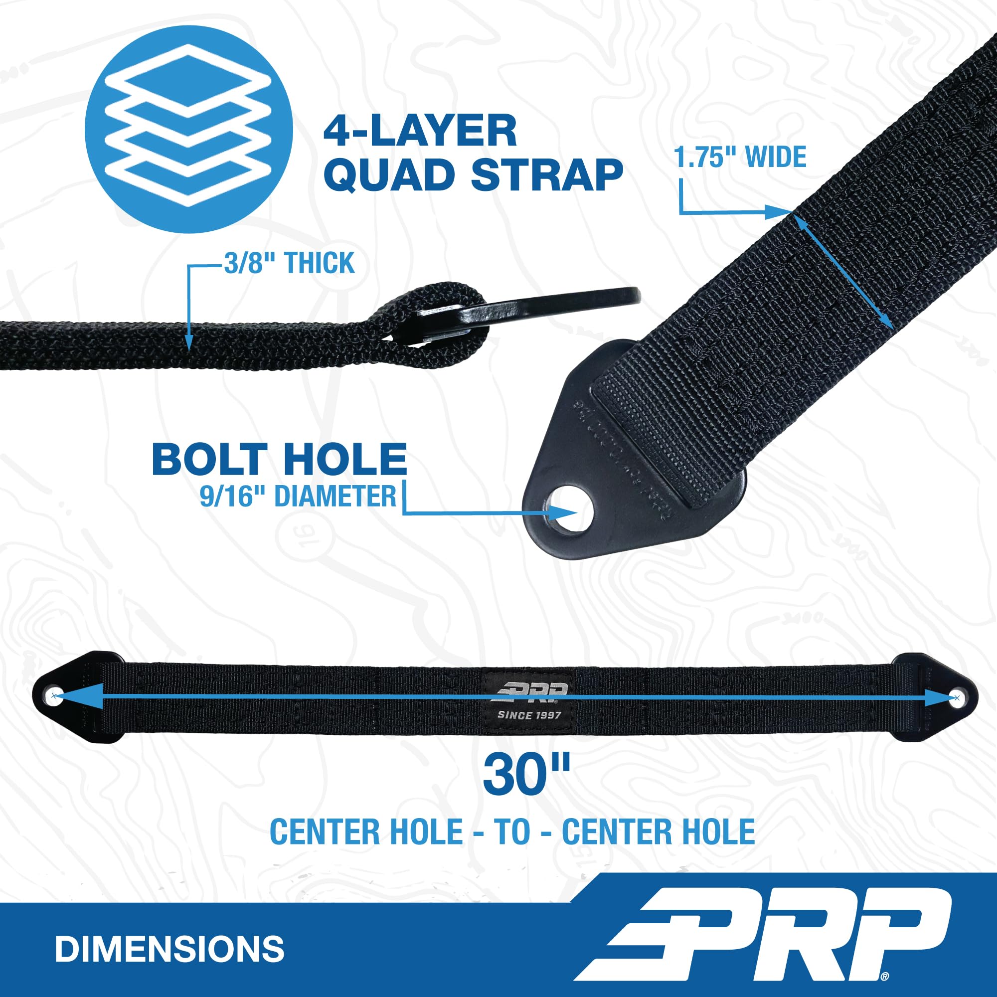 PRP Seats Premium Quad Wrap Limit Strap for Off Road 4x4, UTV, SXS - Heavy-Duty 10,000 lb. Suspension Limiting Straps, (1 ea.) 3