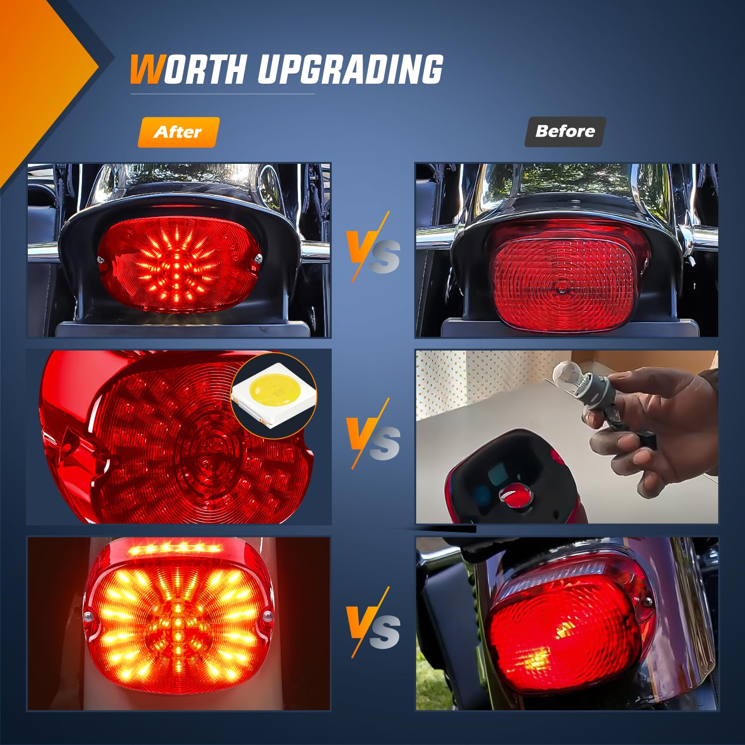 Nilight Led Tail Light Motorcycle Brake Turn Signal Driving License Plate Rear Lights Red Housing Plug And Play Compatible With