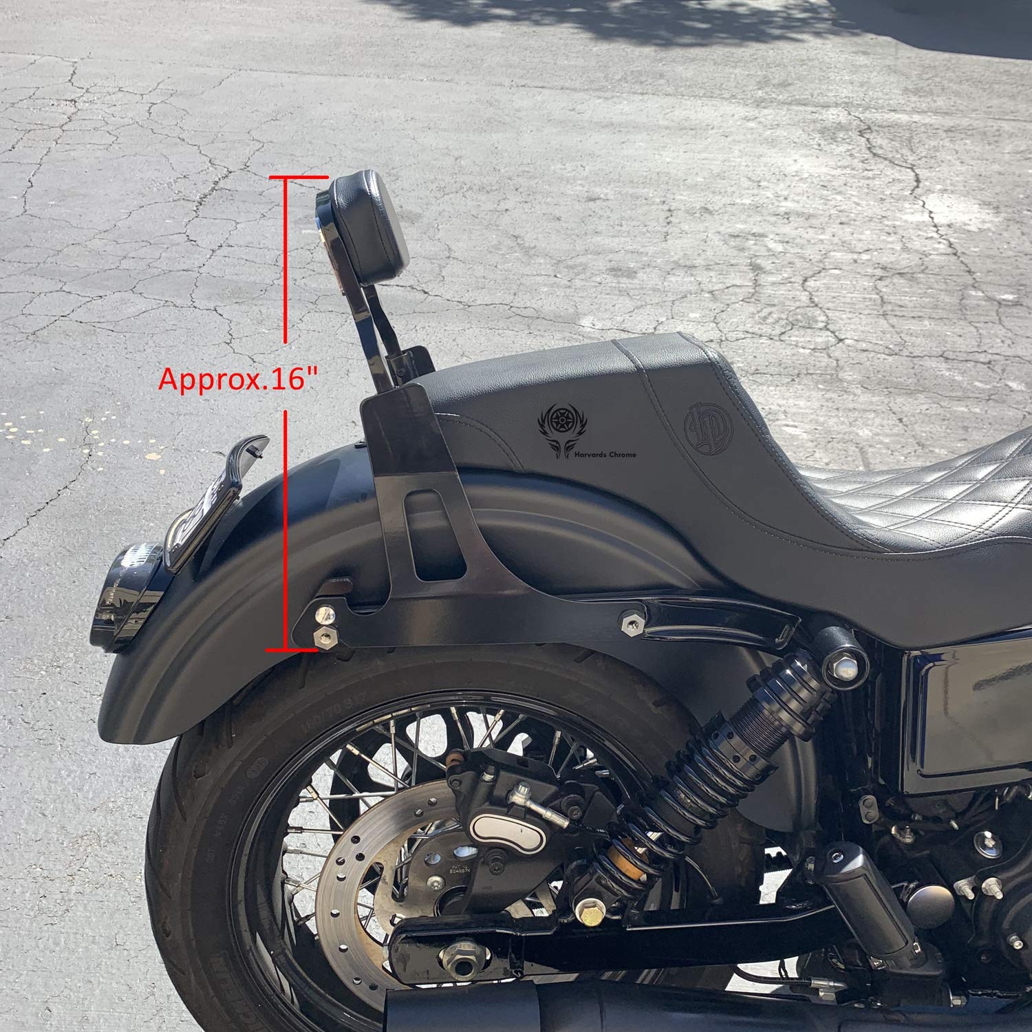 Detachable Backrest Sissy Bar For Harley 06-17 Dyna Street Bob Fxd Fxdb Fxdl Fxdls, Chopped Style, Gloss Black Finished