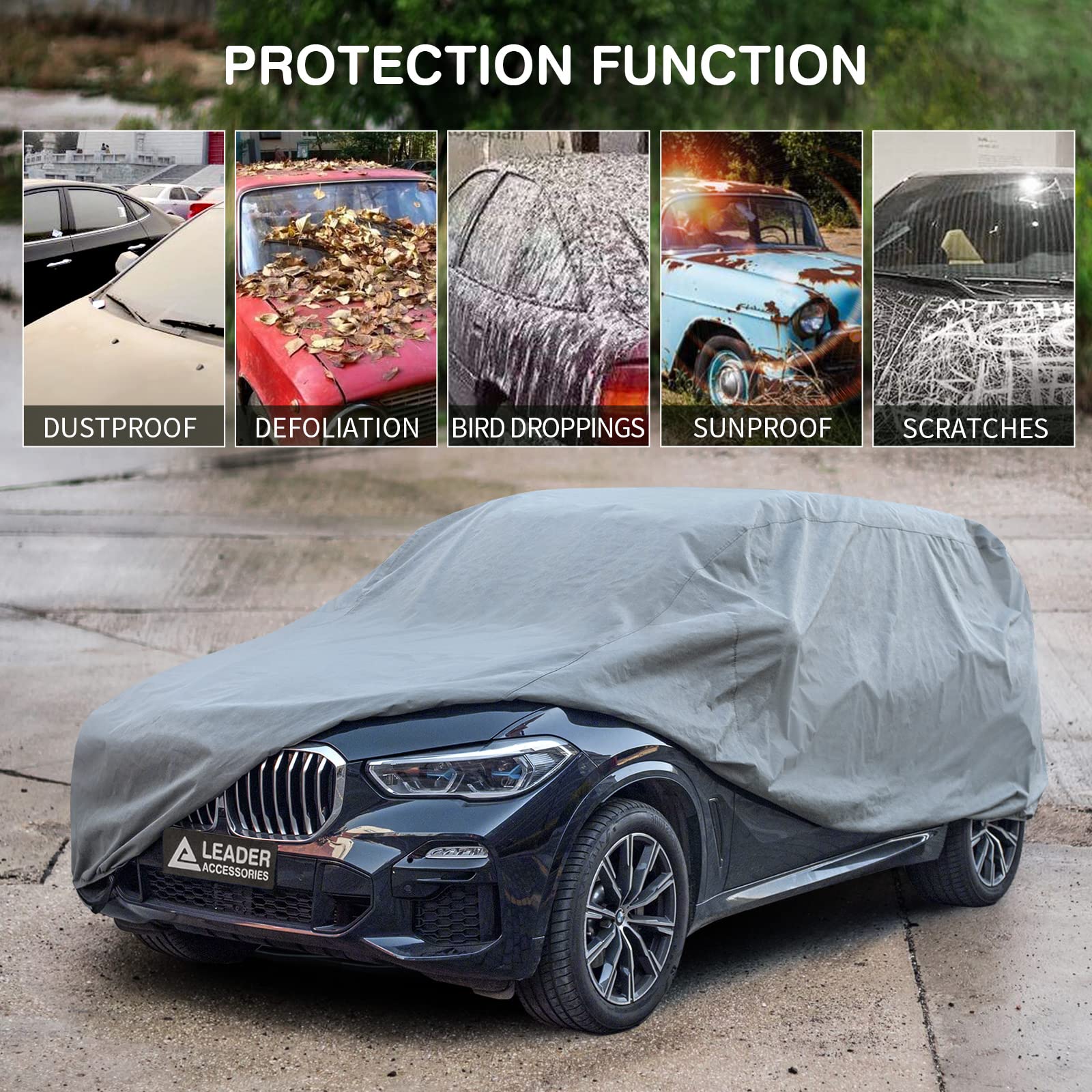 Leader Accessories Suv Car Covers For Automobiles All-Weather Limited Waterproof, Breathable Full-Exterior Covers For Indoor And Outdoor Use, Fits 207-230