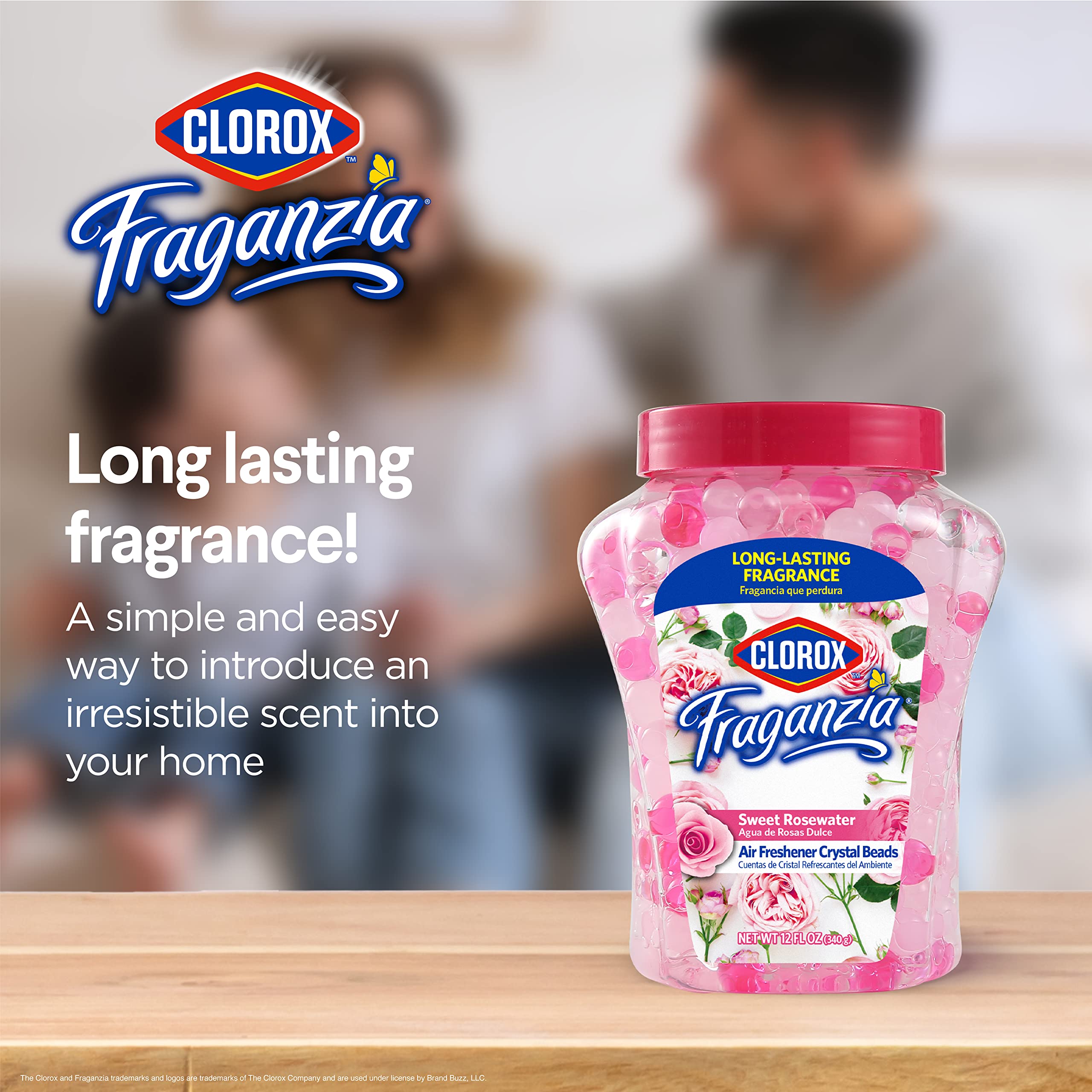 Clorox Fraganzia Air Freshener Beads - Sweet Rosewater, Lavender, Cherry Burst, 12oz Jars, Triple Pack for Home and Office Scenting