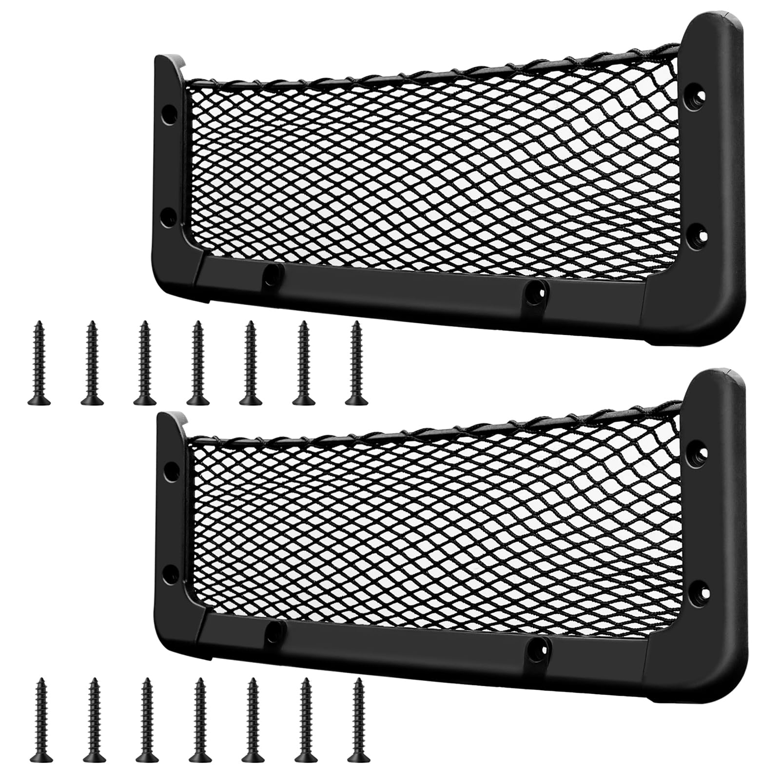 2 Pieces ABS Plastic Frame Automotive Cargo Nets Car Net Pocket Phone Car Mesh Net Holder RV Storage Boat Cargo Pocket Organizer