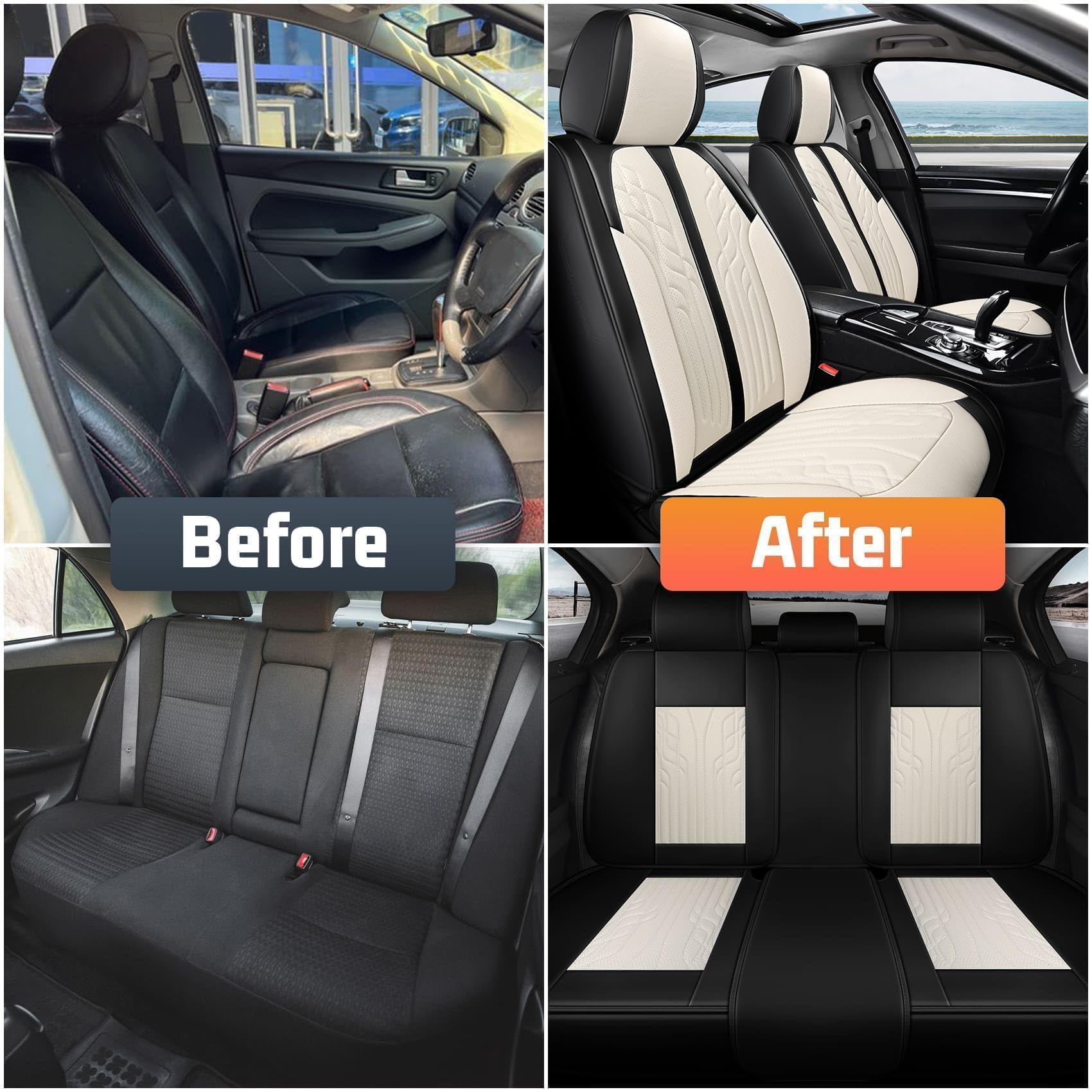 Ttmiku Leather Car Seat Cover Full Set Breathable Nappa Leather Seat Covers For Cars Suv Universal Automotive Seat Covers Fit Fo