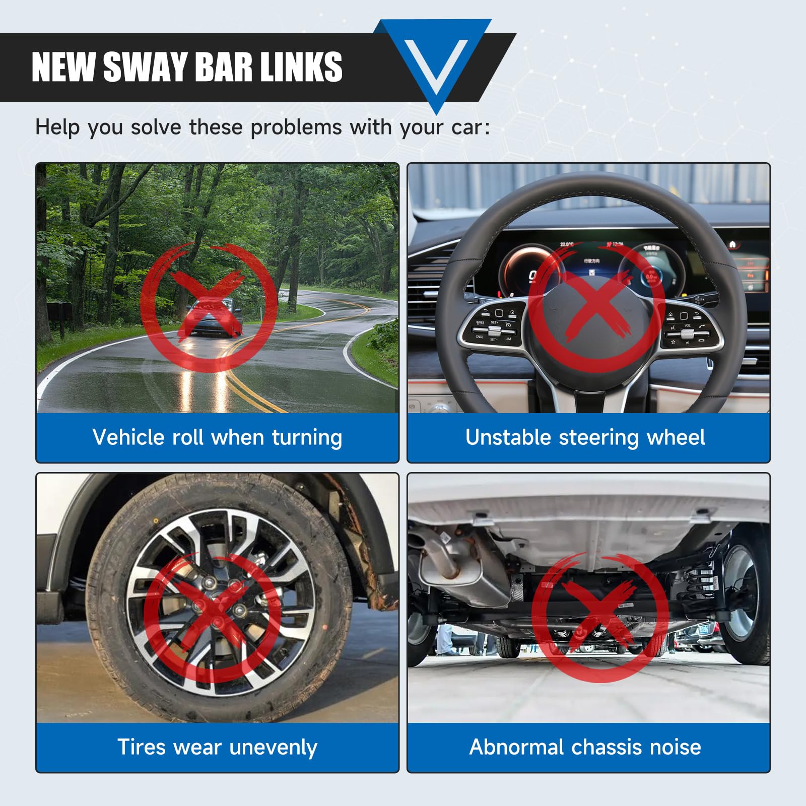 K750043 Sway Bar Links - Front Stabilizer Bar End Links Fit For Ct200H Hs250H Nx200T Nx300H 2010-2017 Scion Im Tc Xb 2008-2016, Corolla Im Prius Prius Plug-In Prius V Rav4 2006-2018