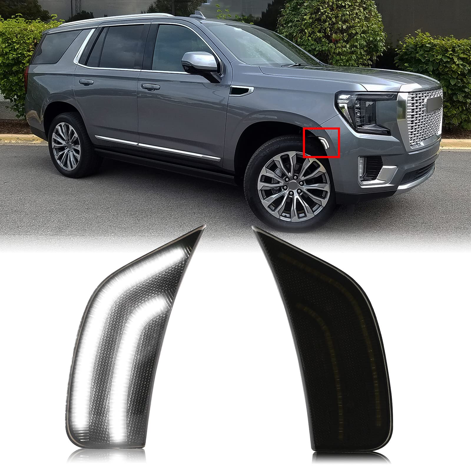 Mynoway Smoked Lens Led Side Marker Lamp Compatible With 2021-2023 Yukon/Yukon Denali/Yukon Xl/Tahoe/Escalade/Suburban/Escalade