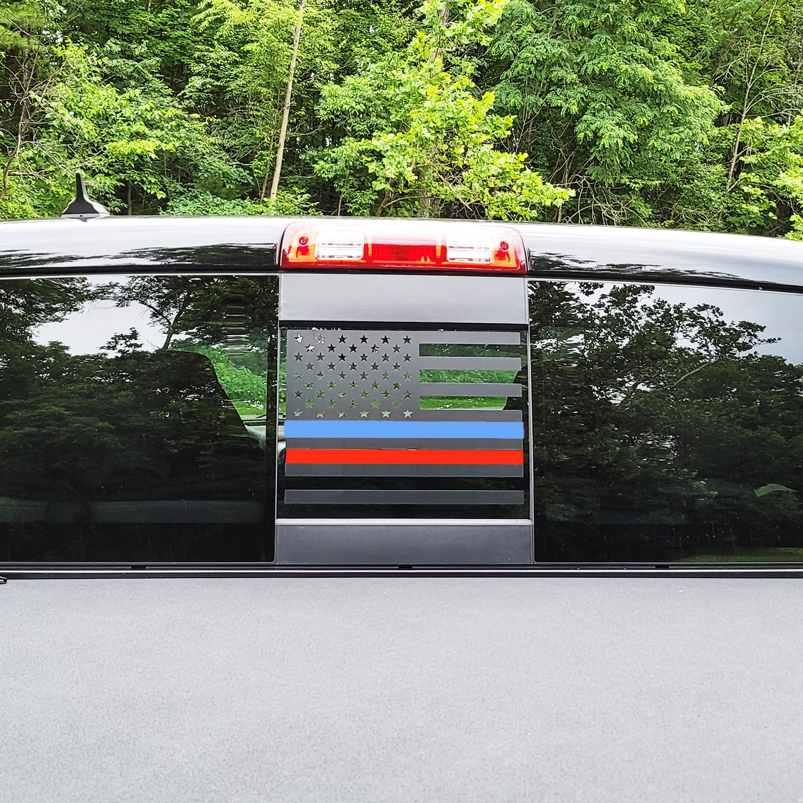 Xinghe For Dodge Ram 2009 To 2024, American Flag Decals Stickers For Truck Back Middle Window, Matte Black Usa Flag Decal