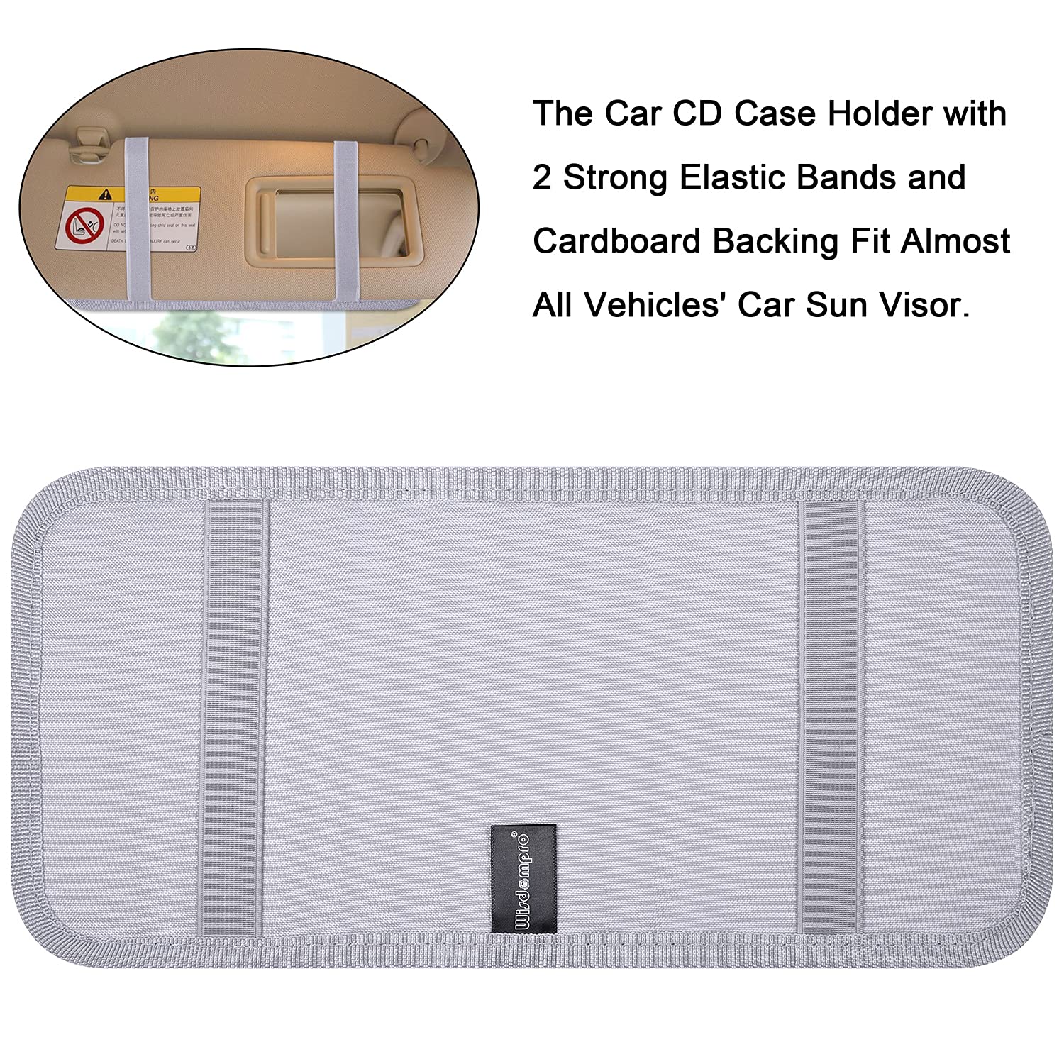 Wisdompro Car Cd Case Holder, Vehicle Sun Visor Organizer For Cars With 12 Dvd Storage Sleeves, 1 Mesh Pocket, 1 Pen Holder And