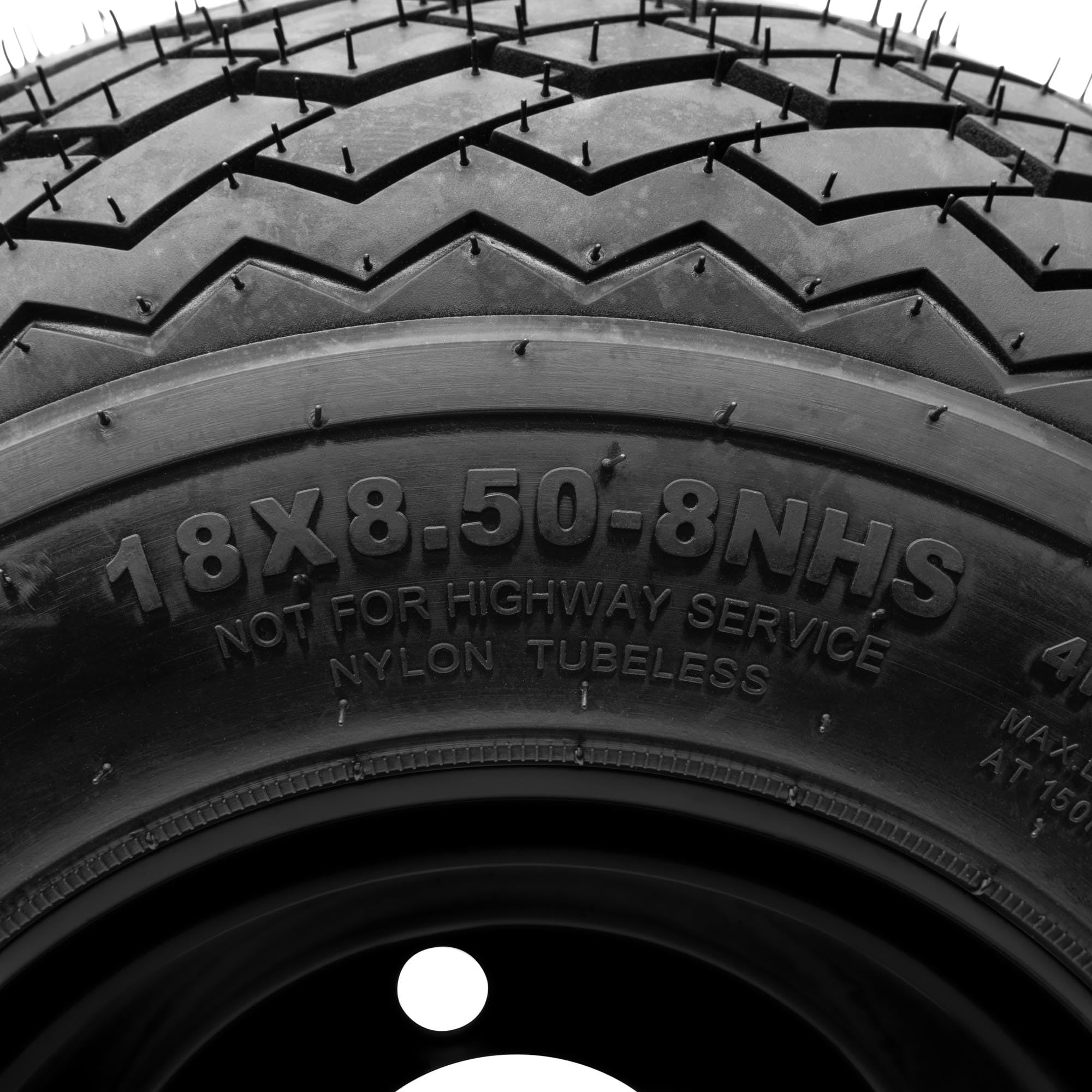 8 Steel Golf Cart Wheels Matte Black and Arisun Turf Sail (18/8.5-8) Golf Cart Tires - Set of Four
