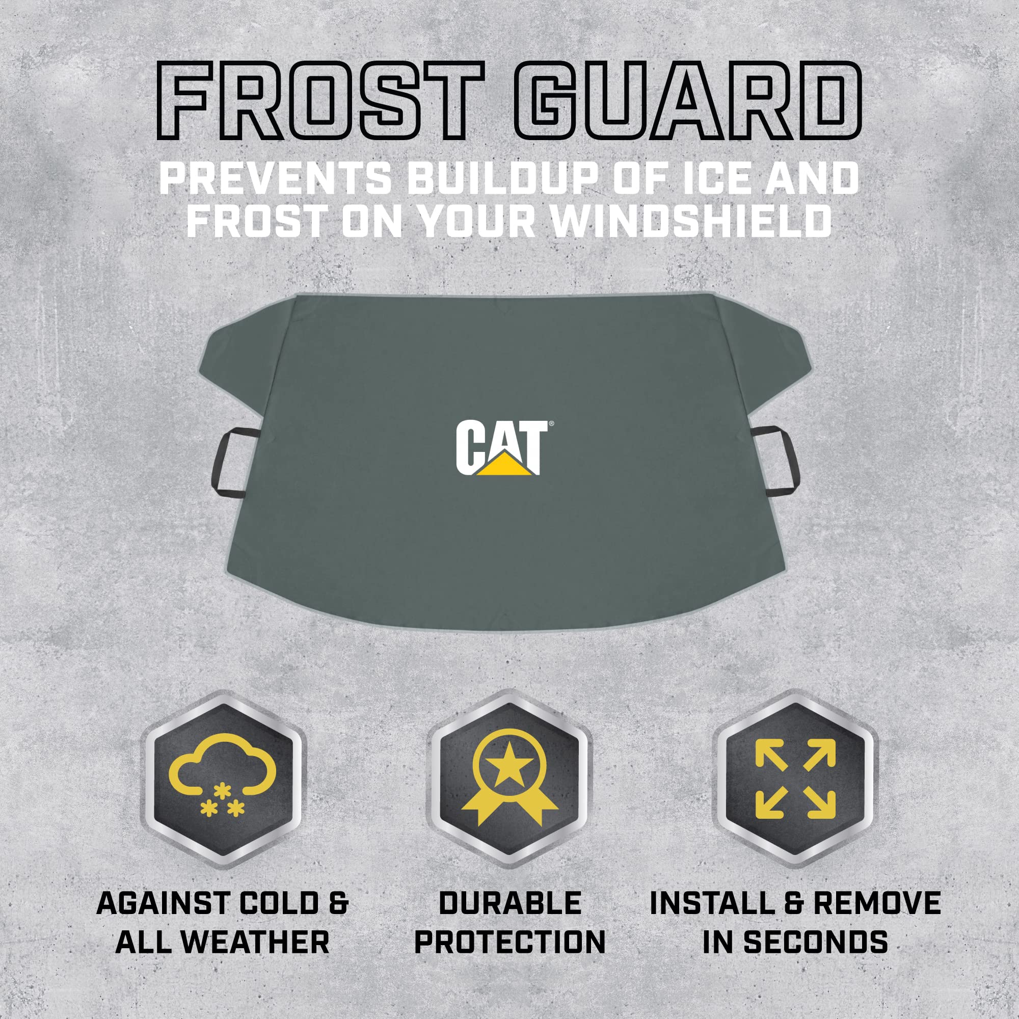 CAT Frost Cover - Weatherproof Windshield Snow Cover, 78"x43", Charcoal, Includes Anti-Theft Straps, Model CAFG-200-CC