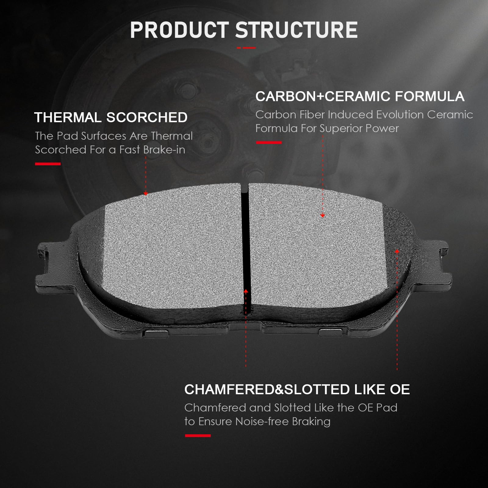 Cciyu 4Pcs Front Ceramic Brake Pads Kits 04-06 For Lexus Es330,05-07 For Toyota Avalon,05-06 For Toyota For Camry,04-10 For Toyo