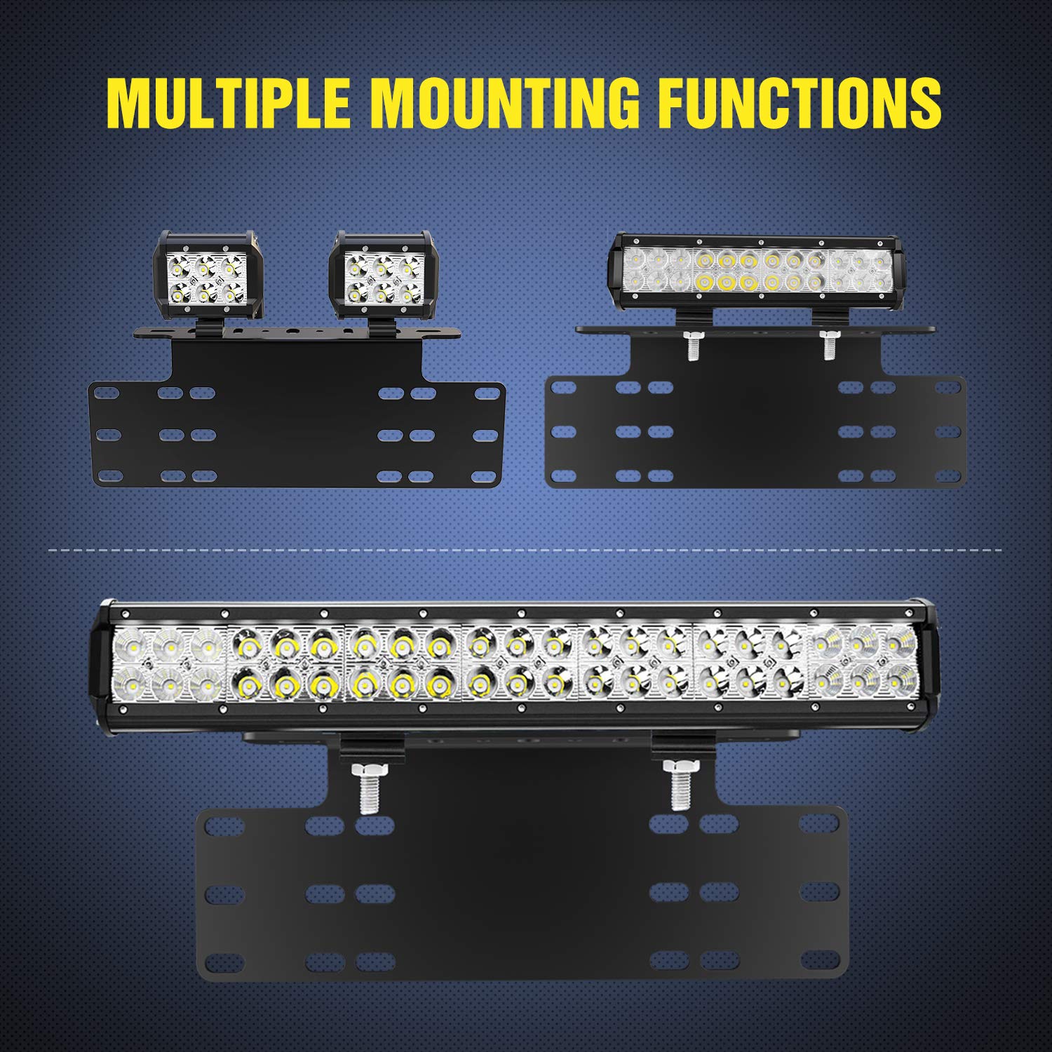 Nilight 90044B Universal License Heavy Duty Steel Front Plate Mounting Bracket Holder For Off-Road Led Work Lamps Lighting Bars,