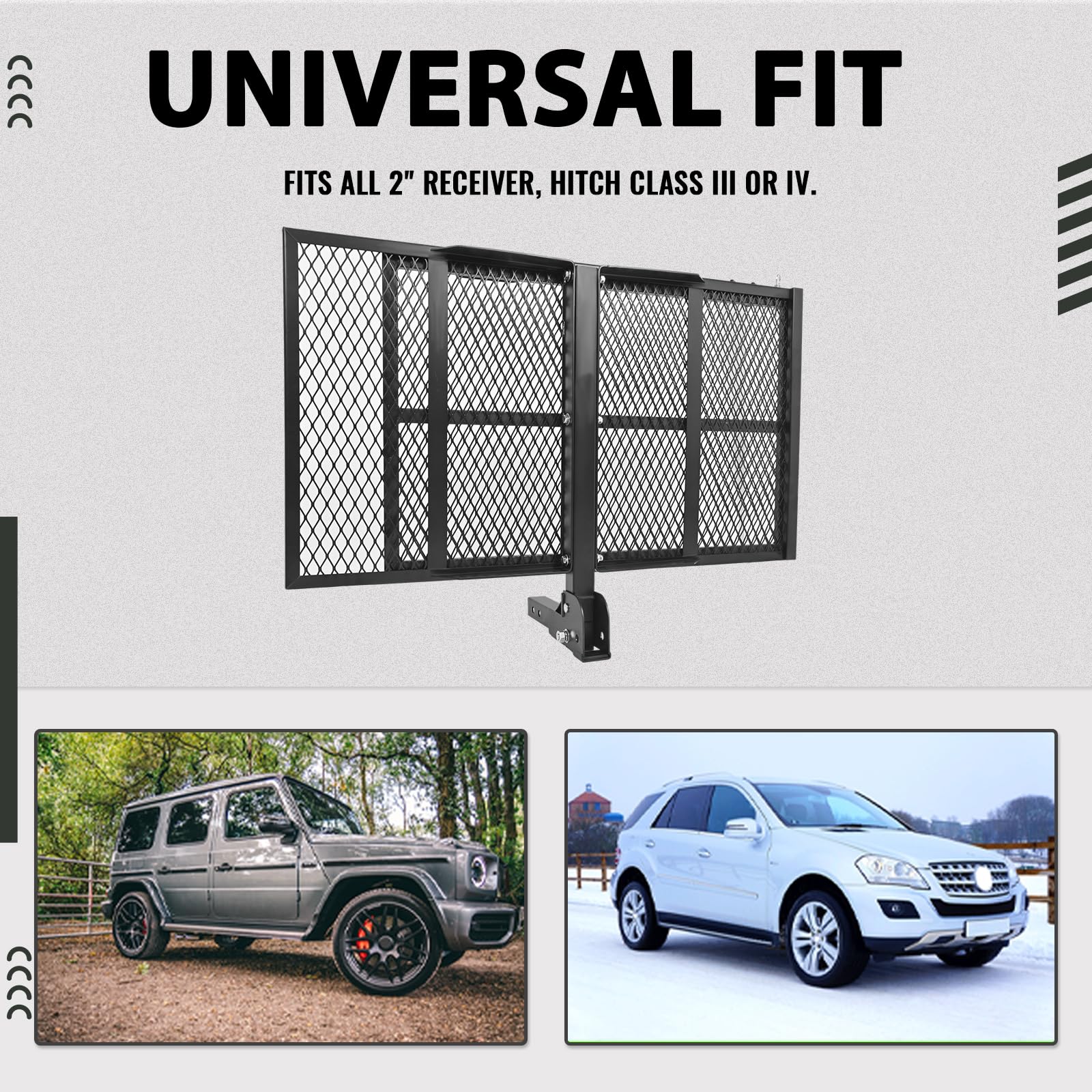 KUAFU Folding Mobility Scooter Carrier Rack - Alloy Steel, Black, Model BL480