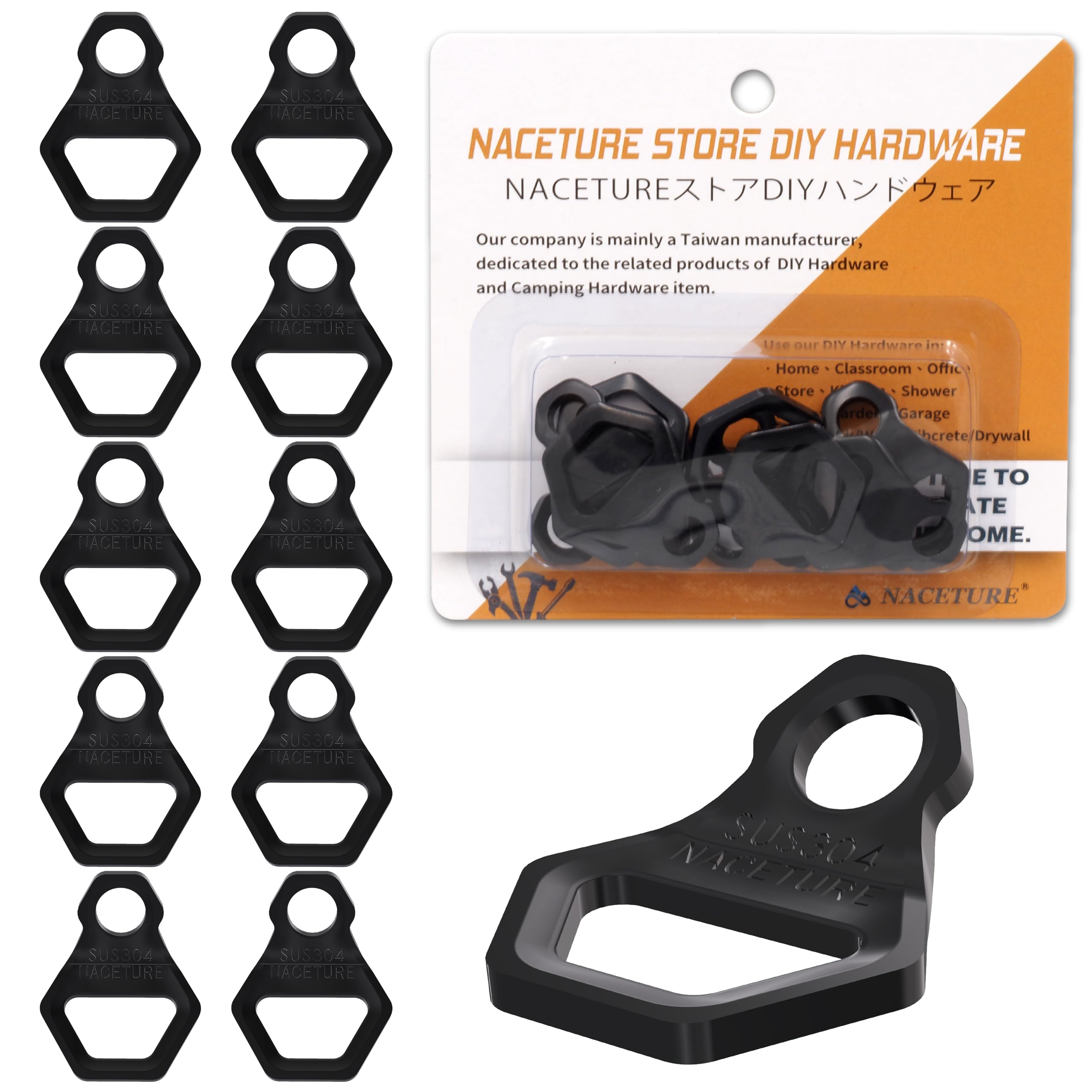Motorcycle Tie Down Anchor Hook Heavy Duty Stainless Steel 10 Pack - Dirt Bike Tie Down Strap Rings Accessories for Truck, Campe