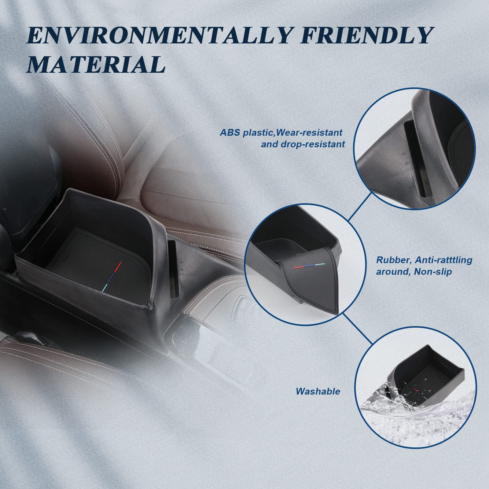 Bbibibo For Bmw X1 F48 Accessories,Center Console Organizer Tray Compatible With 2016 2017 2018 2019 Bmw X1 F48 2019 X2 F39 Inse