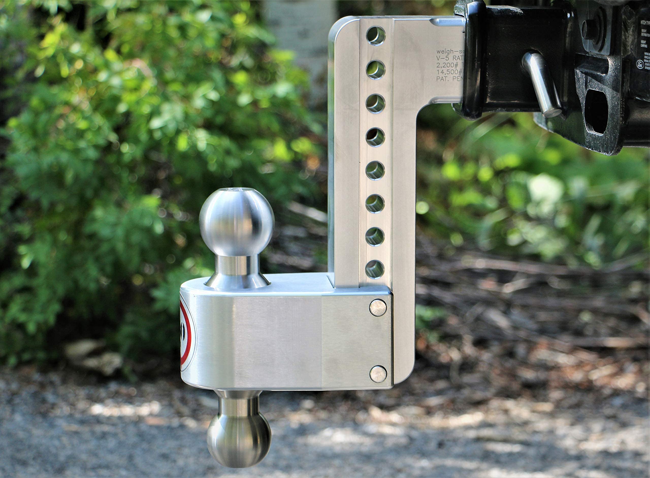 Weigh Safe Adjustable Trailer Hitch Ball Mount - 8 Adjustable Drop Hitch For 2.5 Receiver - Premium Heavy Duty Aluminum Trailer Tow Hitch W/ Stainless Steel Tow Balls (2 & 2 5/16) - 18,500 Lbs Gtw