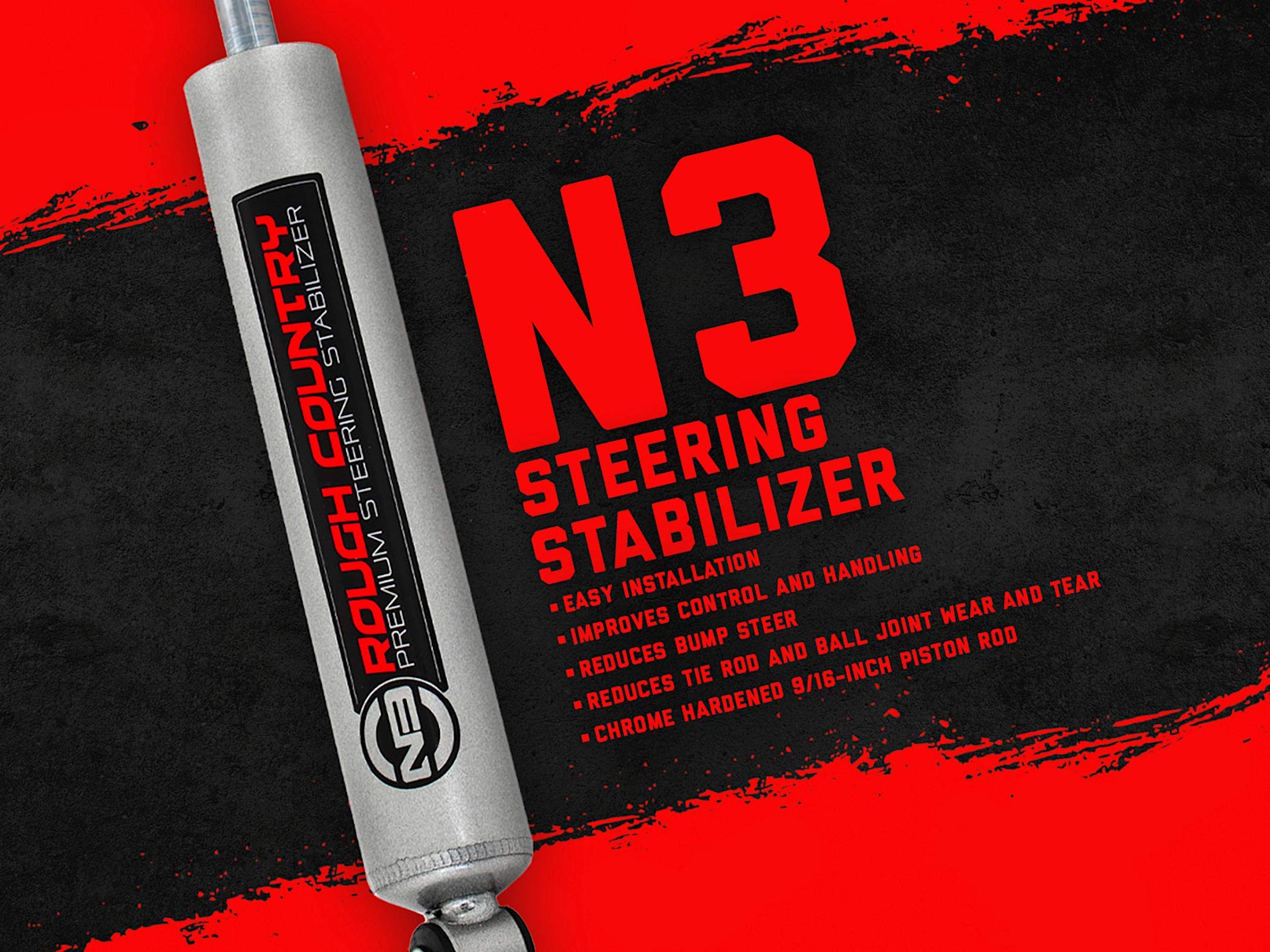 Rough Country N3 Steering Stabilizer for 2007-2018 Jeep Wrangler JK - 8731930