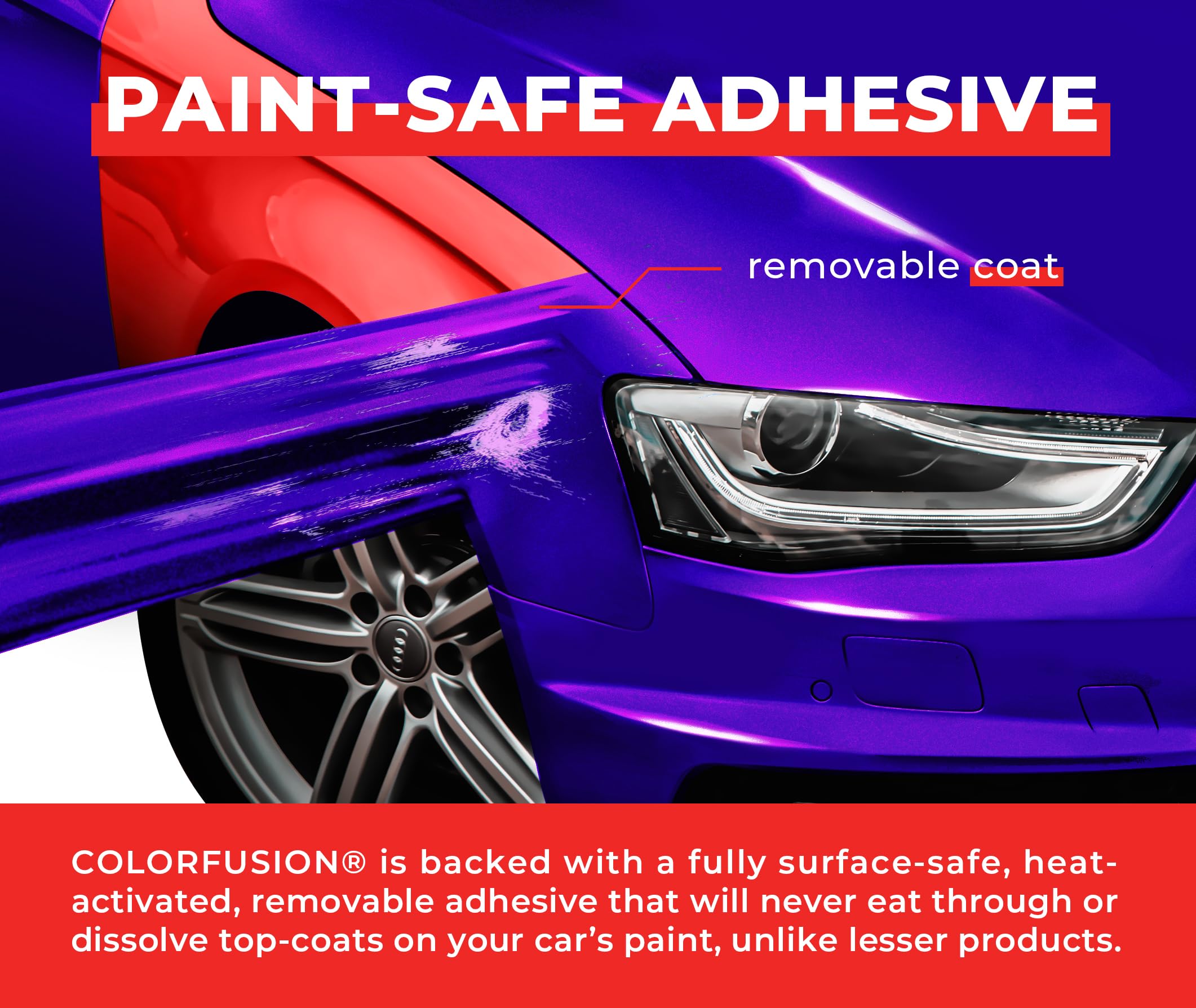 Colorfusion Ppf By Vvivid, Gloss Flip Purple Blast Dry Apply Ppf Vinyl Car Wrap Roll 20Ft X 5Ft