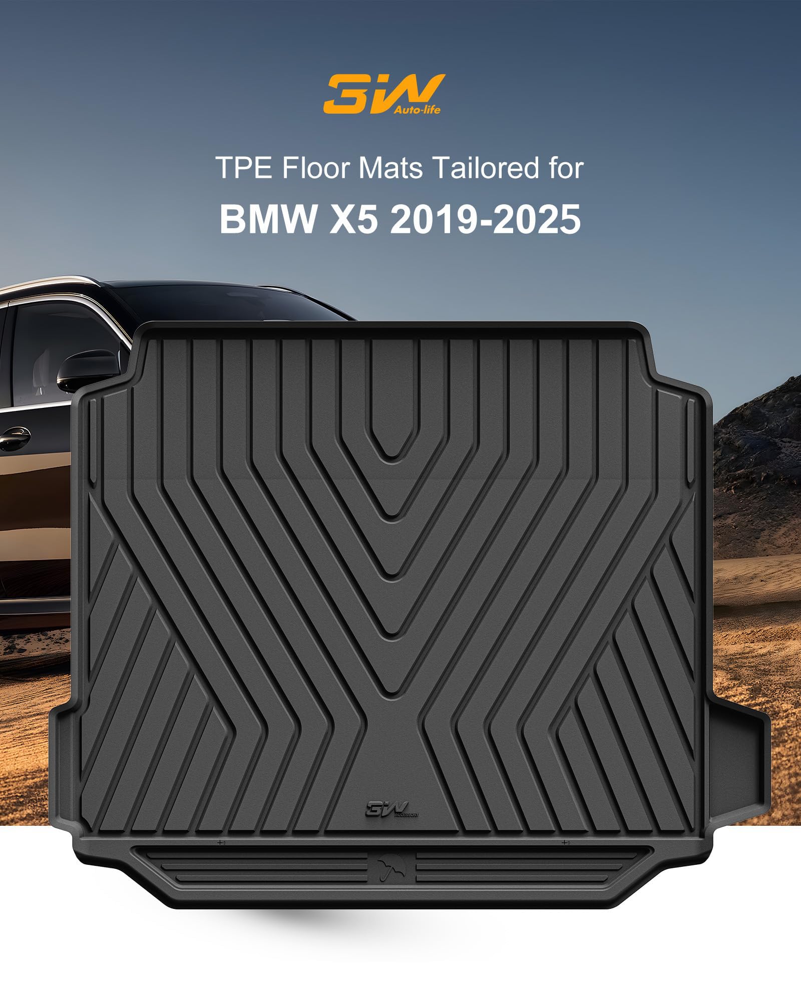 3W Cargo Liner for BMW X5 (2019-2026) - Heavy Duty TPE All Weather Trunk Mat, Custom Fit, Not for Hybrid or Side Netting Kit