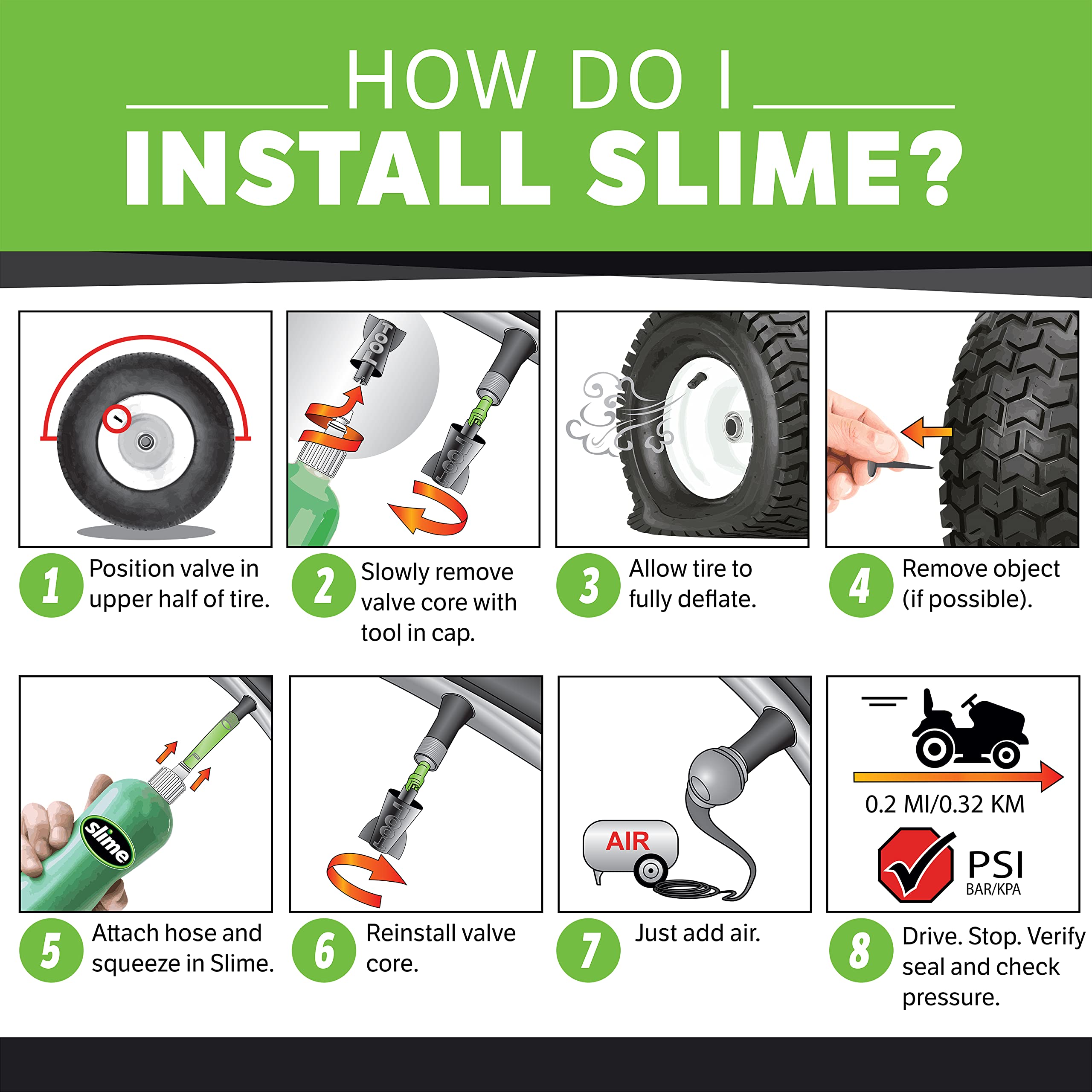 Slime 10011 Flat Tire Puncture Repair Sealant - 16oz Eco-Friendly Green Tire Sealant for Cars/Trailers