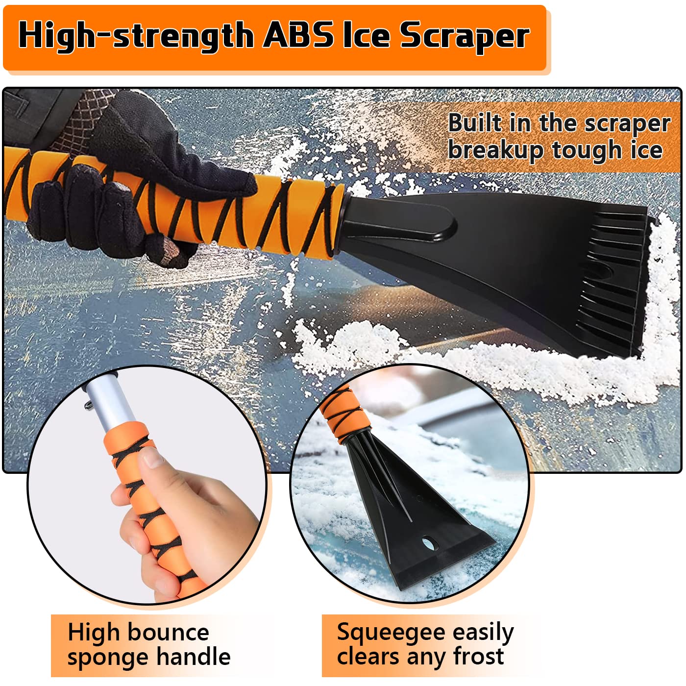 Car Snow Brush And Ice Scrapers For Car Windshield, Comfortable Foam Grip, 27'' Snow Brush For Car, Trucks, Suvs, Winter Car Acc