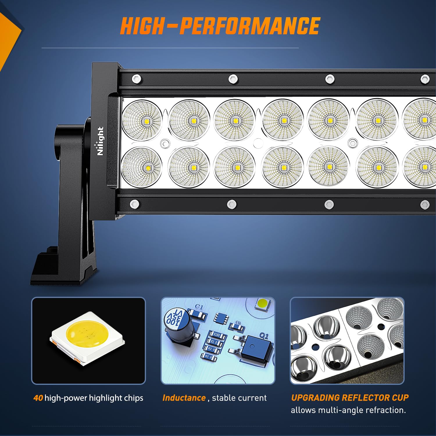 Nilight 52Inch 300W Curved Spot Flood Combo Led Light Bar Off Road Driving Lights Boat Lights Fog Light 12V On/Off 5 Pin Rocker