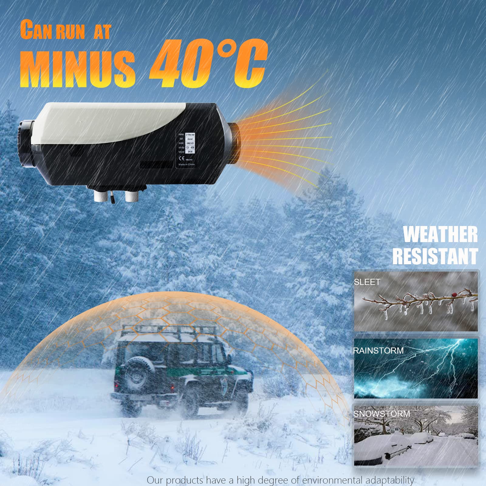 WAYSKA 12V Diesel Heater 2KW with 5L Tank, Muffler, LCD Thermostat & Remote Control for Trucks, Trailers, Boats, and Motorhomes